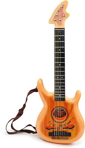 Kids Play - Guitarra acústica para niños pequeños, bebés y niños, cuerpo de plástico con 6 cuerdas de acero, juguetes musicales para niños pequeños,