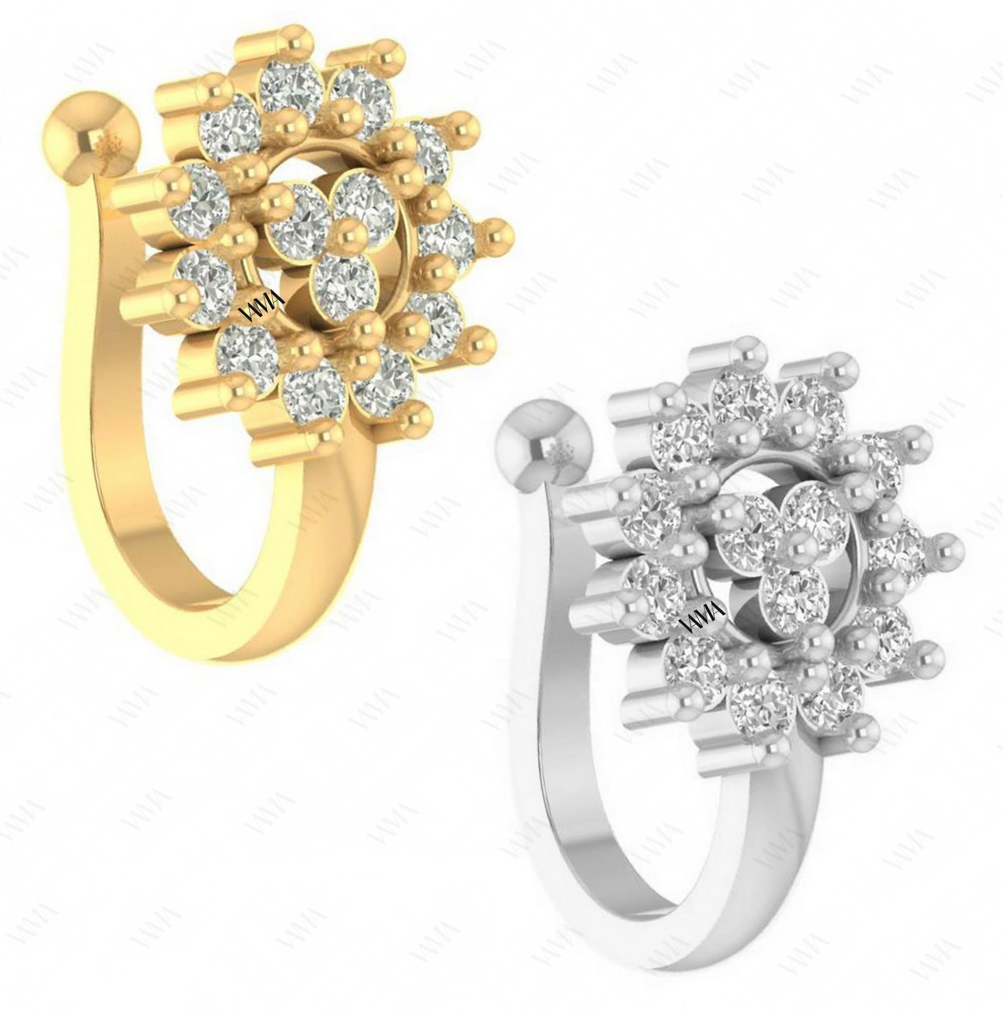 vama FASHIONS Pressing Type Nose Ring Pins Without Non Piercing Clip on Nose Pin for Girls & Women-picture-32