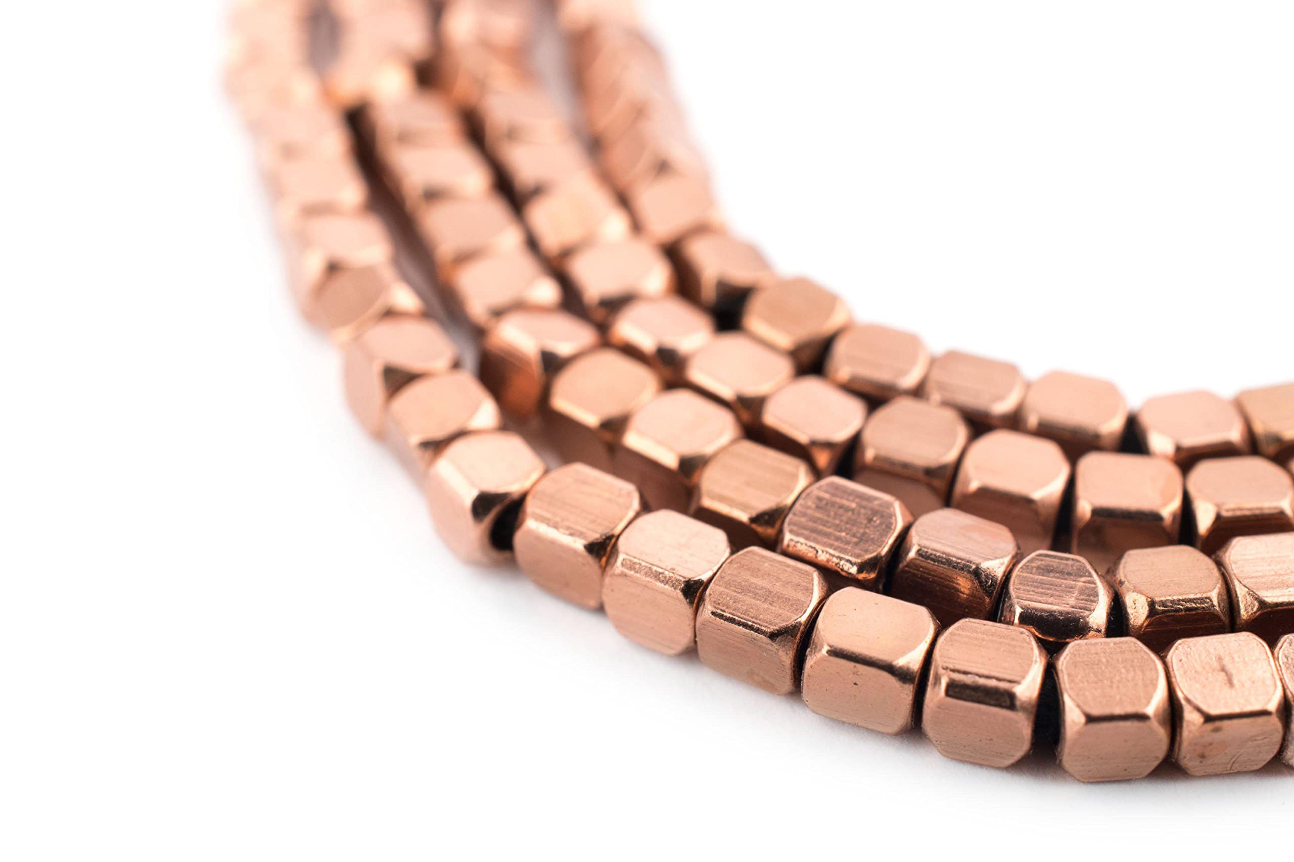 The Bead ChestCopper Rounded Cube Beads 3mm, Full Strand of Quality Metal Spacers for DIY Jewelry Design