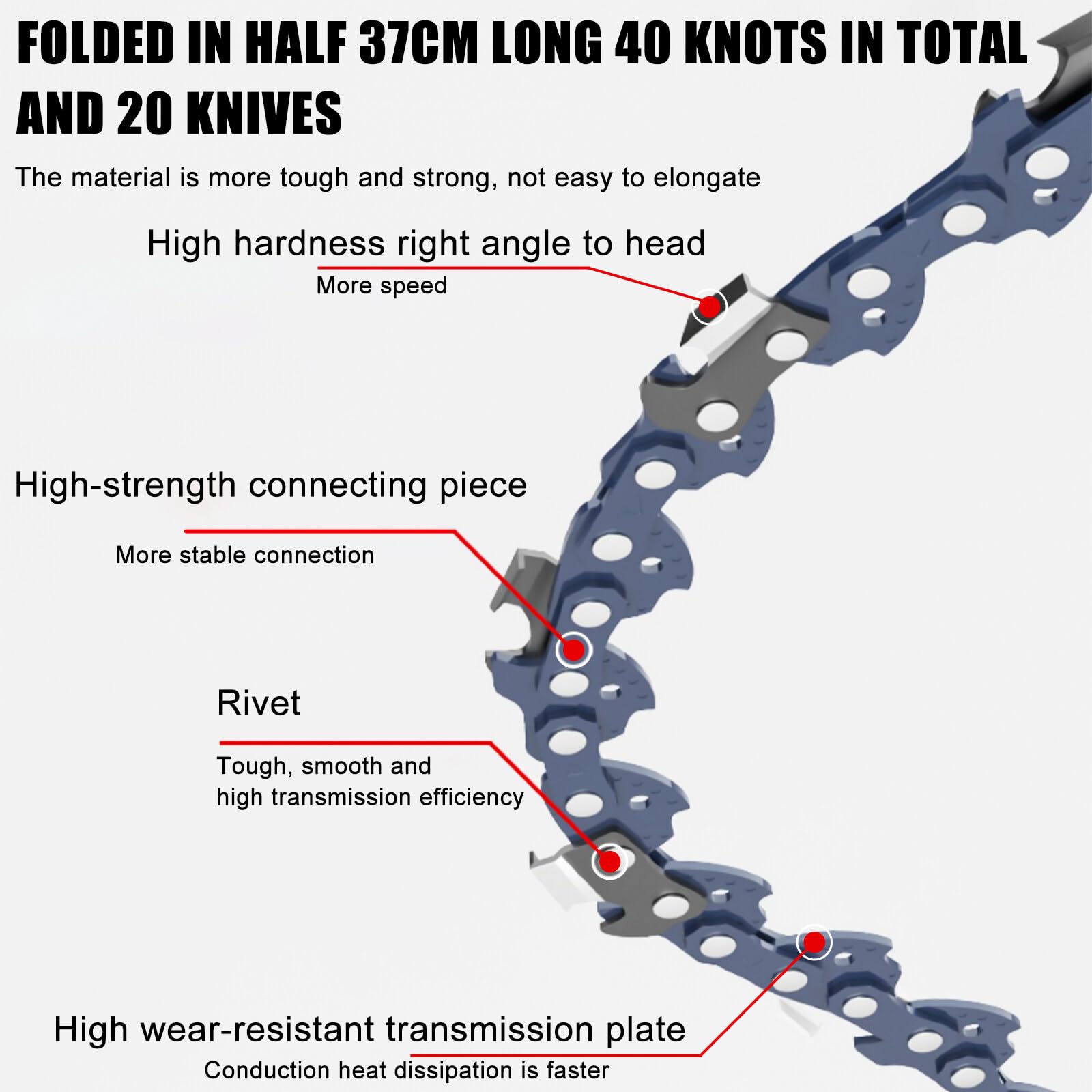 3 Catene Per Motosega 25 Cm | Passo 3/8'' Low Profile | 40 Maglie | Compatibili Einhell, Makita | Lega Resistente - 2