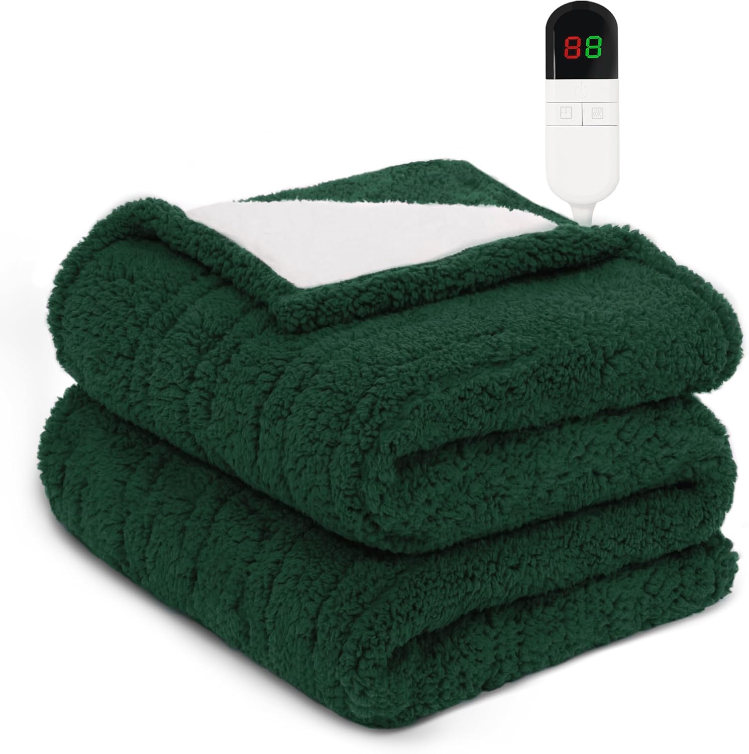 MAXEVE Heated Blanket Electric Throw 50"x60" Soft Double Sided Sherpa Heating Blanket with 8 Fast Heating Levels & 1-8H Auto-Off,Over-Heat Protection,Machine Washable,ETL Certification, Green - Image 9