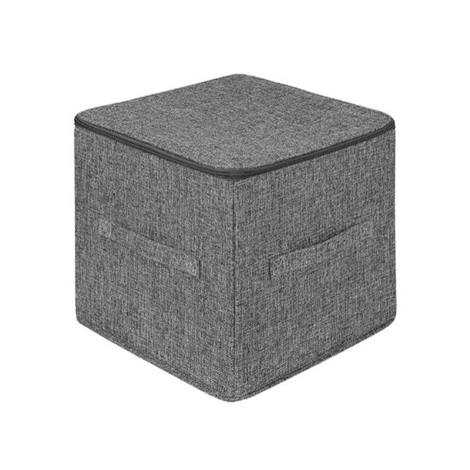 Caja de Almacenamiento con Tapa con Cremallera, Caja de Almacenamiento con Asas, Caja Organizador, Tapa Plegable, Tela de Lino, Cubos para el Hogar, Cesta,Armario,Ropa,Juguetes,30x30x30cm