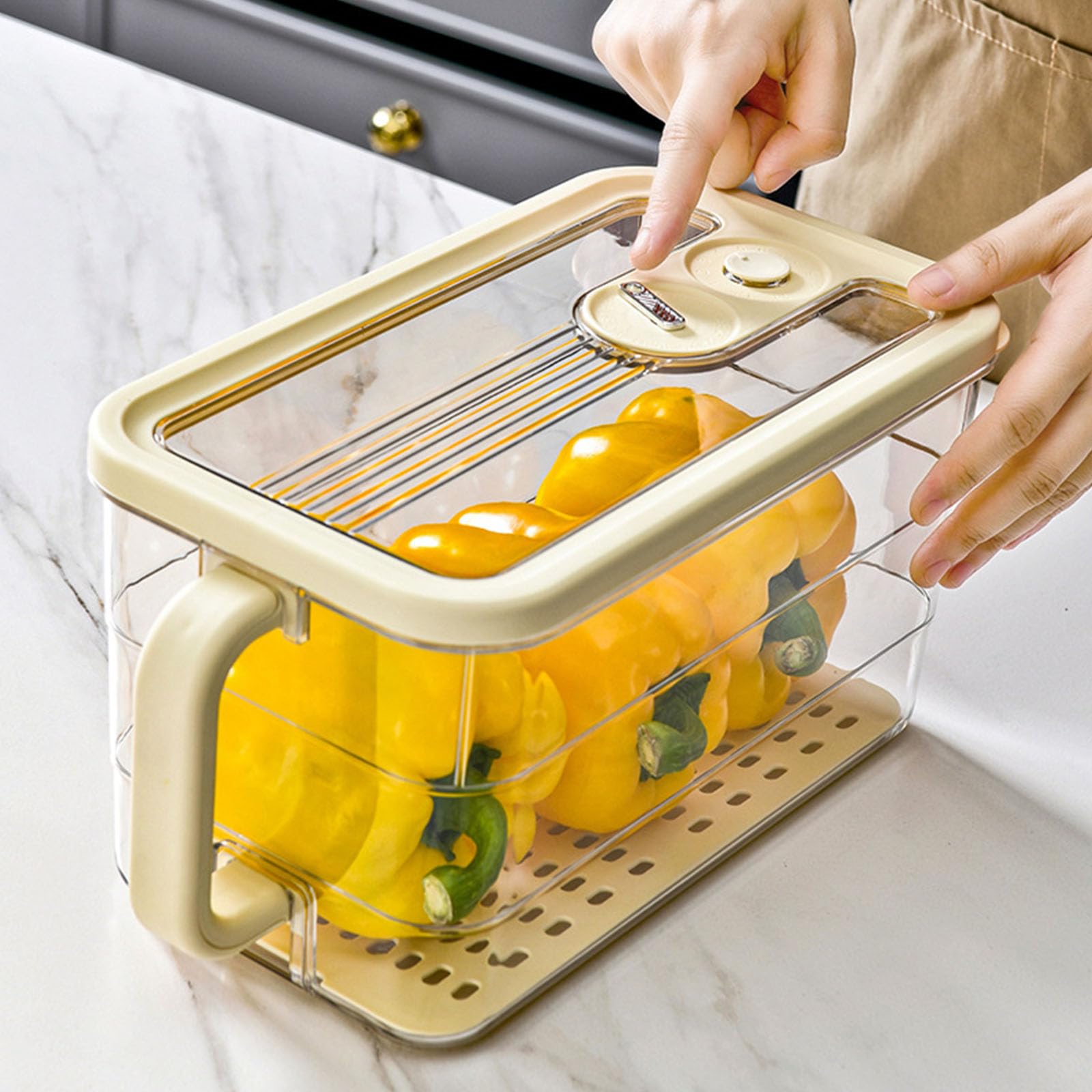 Contenitore per alimenti adatto alle famiglie con coperchio a C e maniglia per vetables pane impilabile scatola ermetica cucina