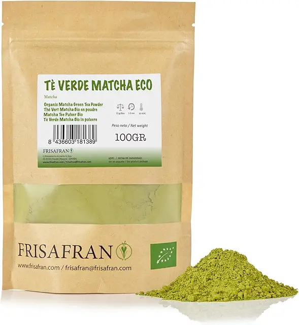 FRISAFRAN | Matcha Latte Ecológico en Polvo 100g | Té Verde Orgánico | Energizante