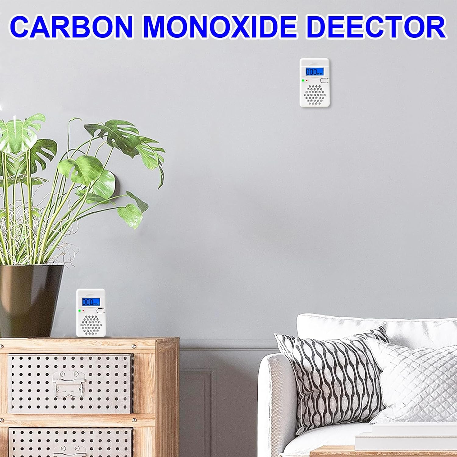 Carbon Monoxide Detector Alarm with Digital LCD Display, CO Detector Alarm with Replaceable Battery,Test-Reset Button, Low Battery Indicator, Portable,complies with UL2034(Batteries NOT Included) - Image 4