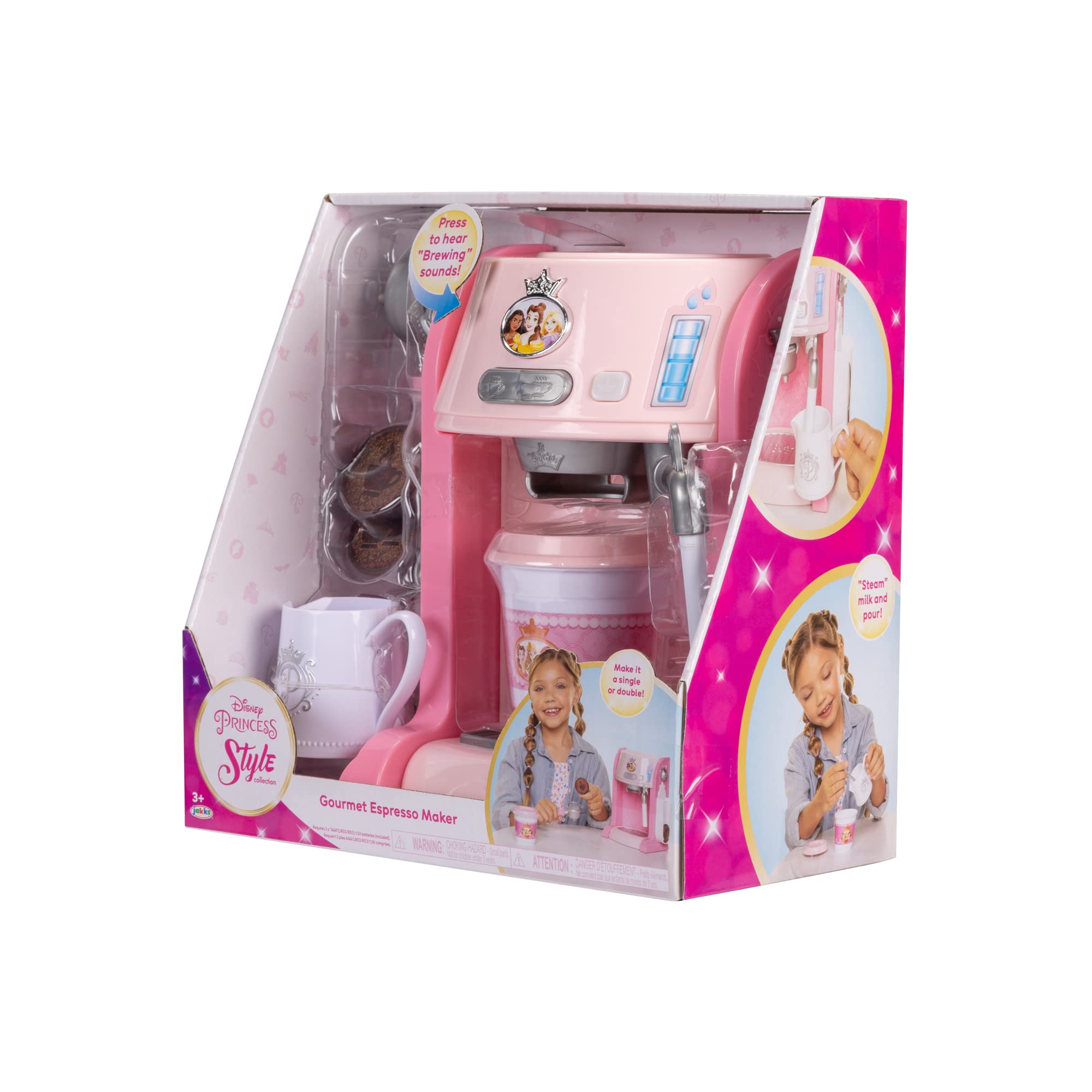 Disney Princess Style Collection | Machine À Espresso Jouet pour Enfants | Cafetière avec Sons Et Lumières | Accessoires Cuisine Jouet | Jeu Imitation 3+ | Piles Incluses | Cadeau Fille
