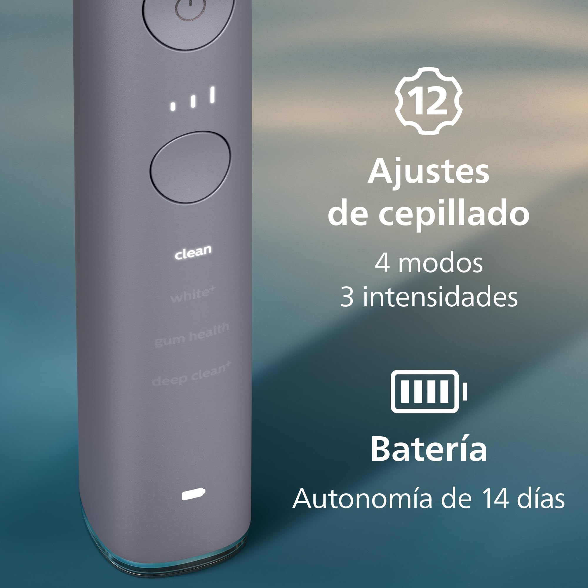 Philips Sonicare DiamondClean Smart 9400, cepillo dental eléctrico, sónico con aplicación, sensor de presión, detección de cabezal de cepillado, gris, modelo HX9917/90