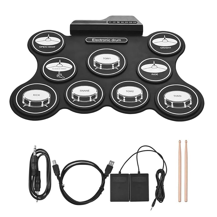 Amazon.co.jp: ポータブル電子ドラムセット、ドラムスティック
