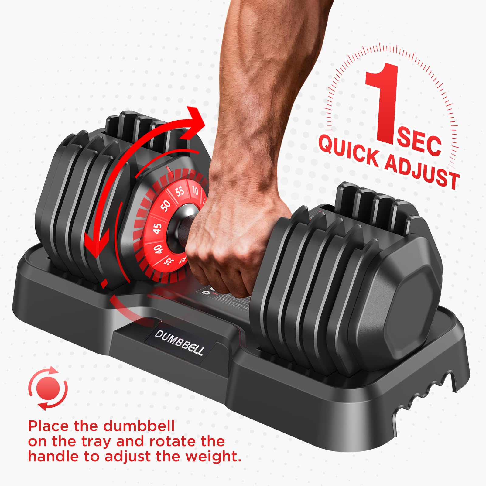 Adjustable Dumbbells Set All in One Free Weights Set for Home Gym | 25/26.5/52.5/55/85lbs Weights Dumbbells Set, 1 Sec Adjust Weights with Anti-Slip Handle for Home Fitness
