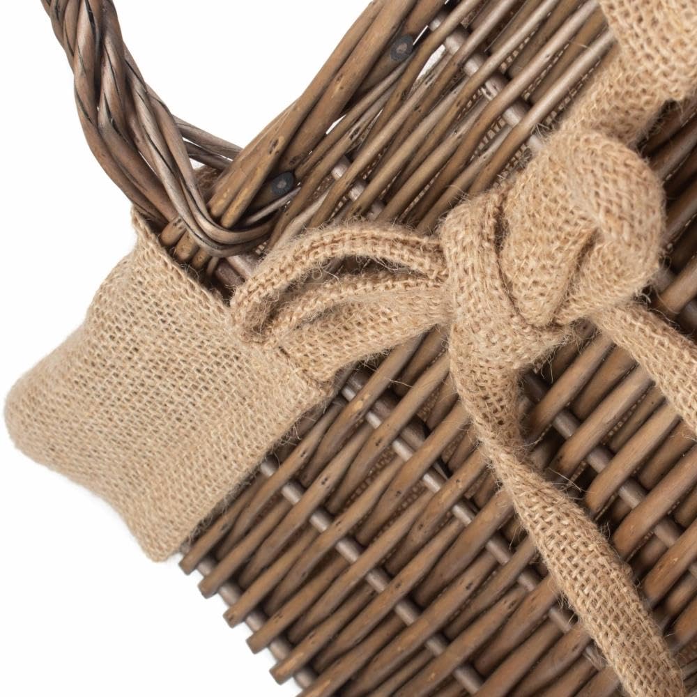 Cesto PortaLegna In Vimini Rosso Hamper | Rettangolare Con Fodera In Iuta Rimovibile | 40x31x48 Cm (Manici Inclusi) - 2