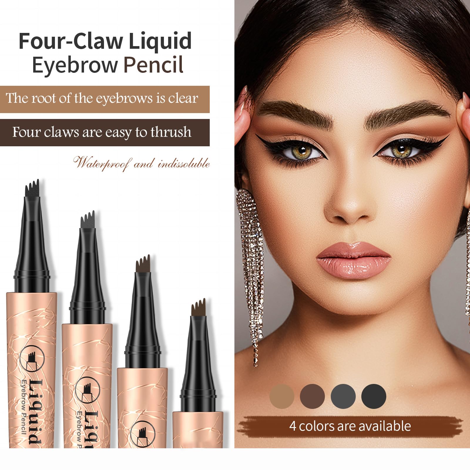Eyebrow Pen, Eyebrow Pencil, Liquid Microblading Eyebrow Pen with 4 Micro-Fork Tip - Image 2