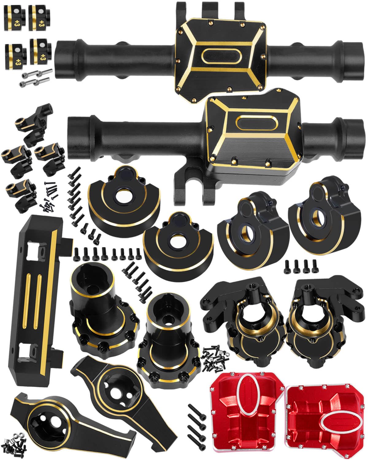 RC Upgrades Part for 1/10 TRX4,ARRCat Brass Front & Rear Portal Axles,Diff Covers,Inner & Outer Portal Cover Housing,Axle Mount,Caster Blocks C Hub