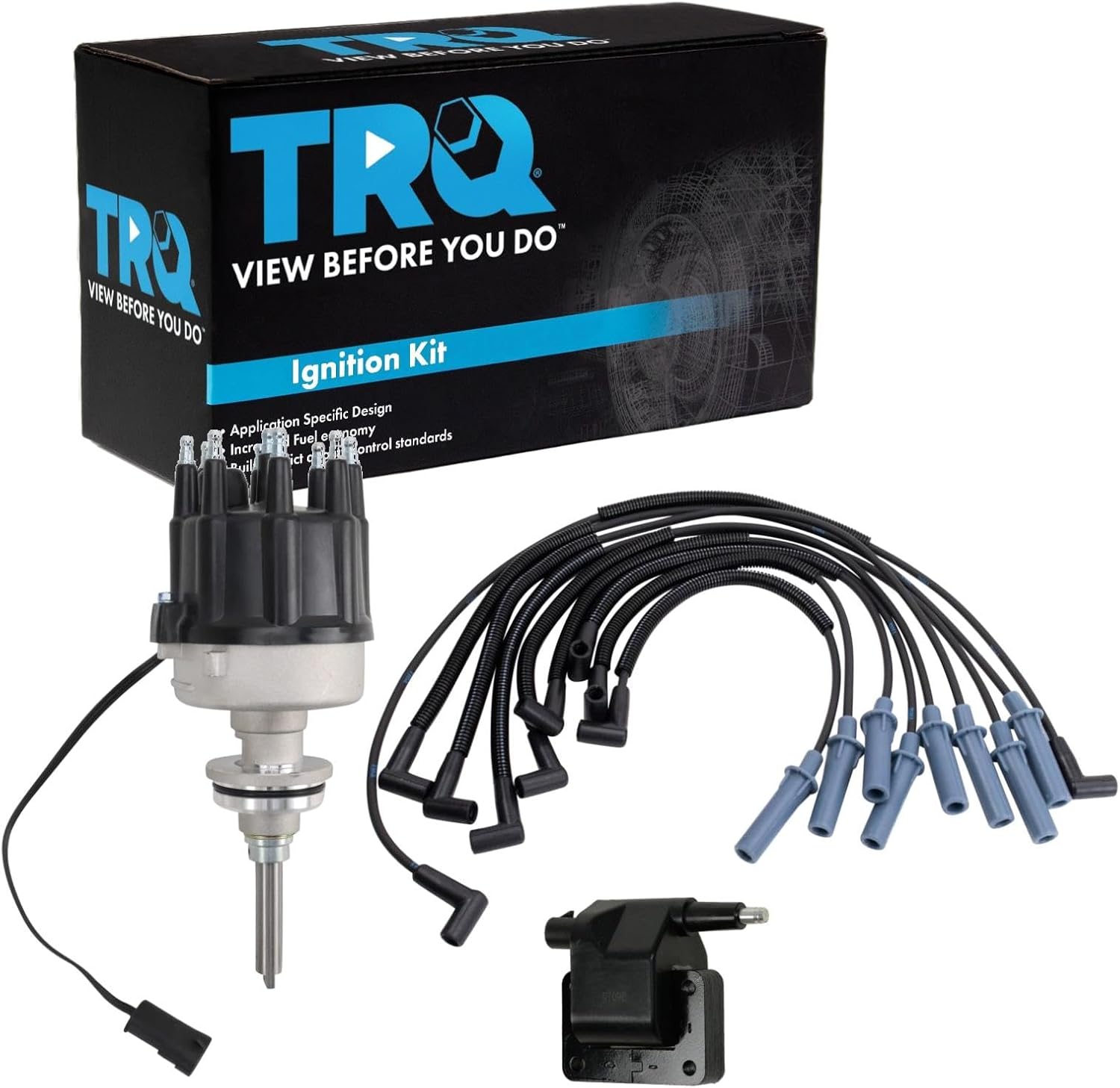 TRQ Ignition Coil Kit 3 Piece Compatible with 1993-1997 Jeep Grand Cherokee 1993 Grand Wagoneer