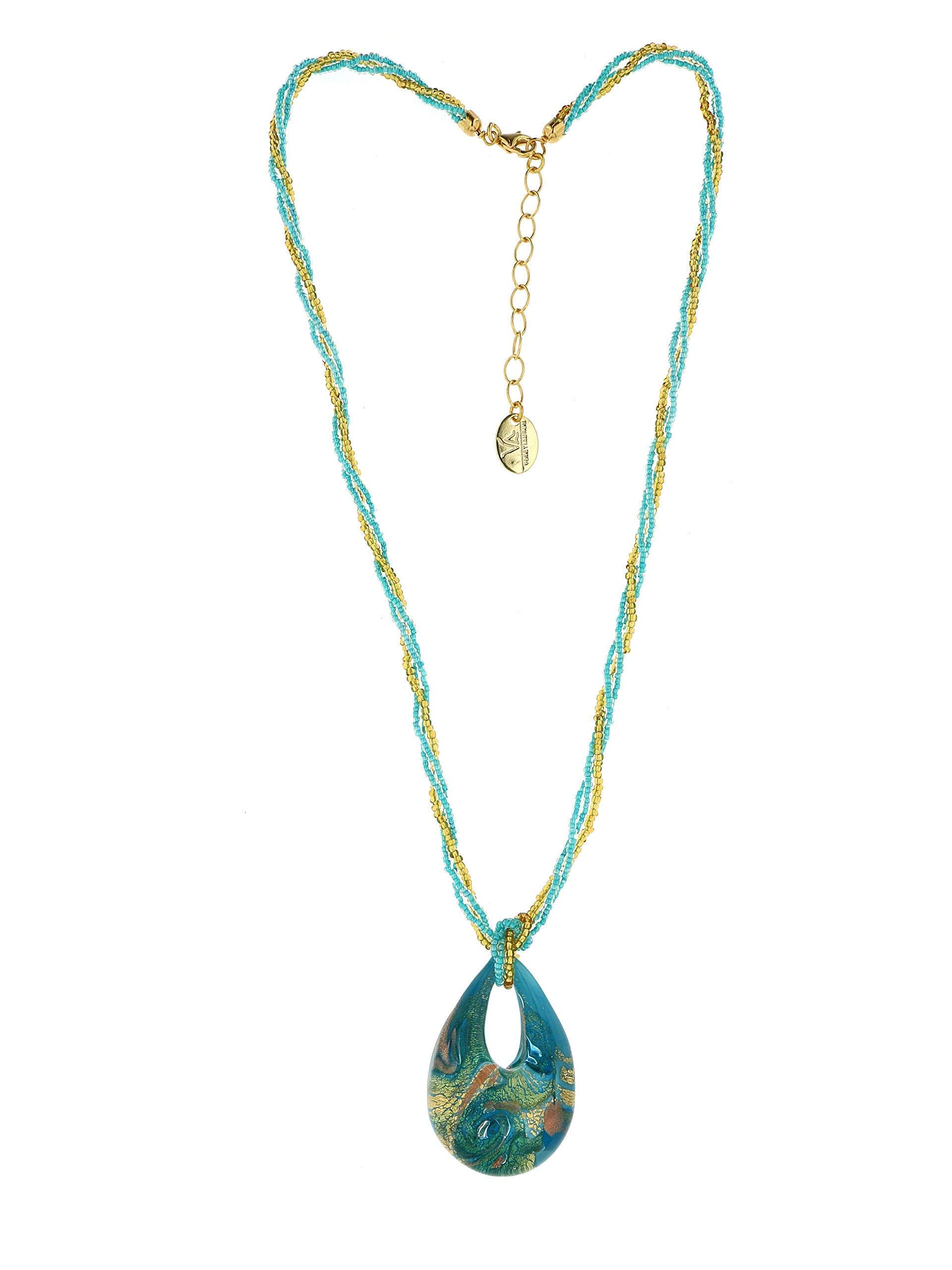 Venetiaurum - Collana Per Donna Con Pendente a GocciaIn Vetro Originale di Murano e argento 925 - Gioiello made in Italy certificato