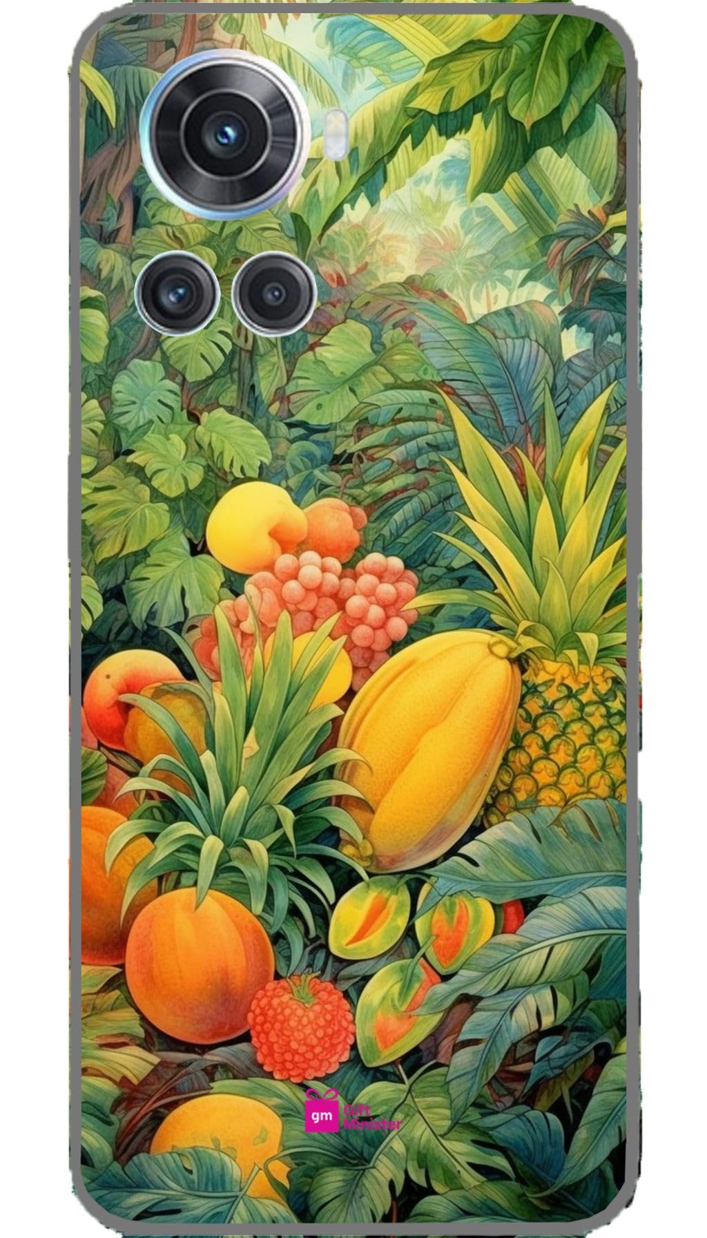 Gift Minister Silicone Designer Cover for One Plus 10 R Olive Drabnone - Tropical Fruit Stationery Collection Murals Drawings Bold Lettering Winslow Homer Pattern Designs Colorful 1Pcs 1696Z