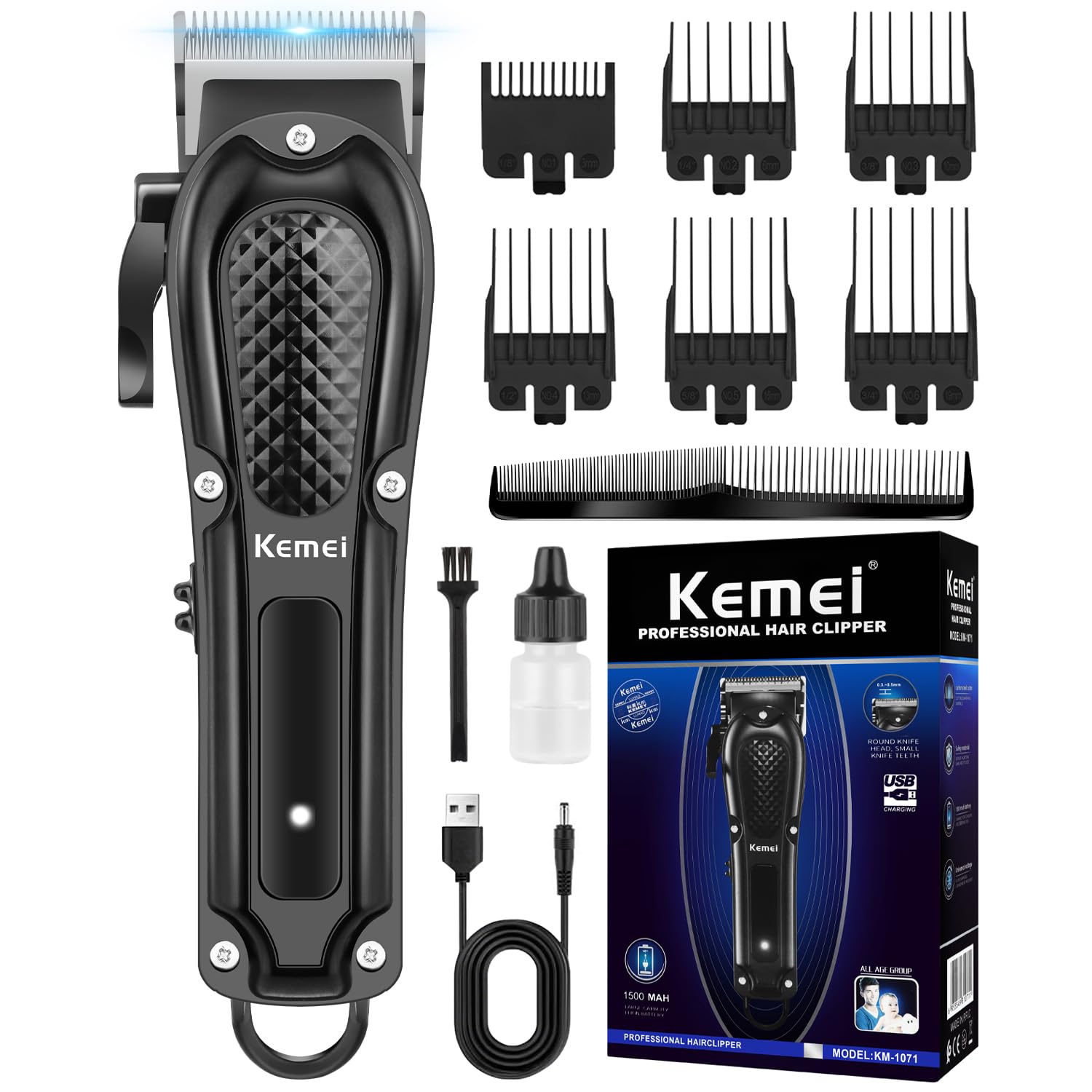 KEMEI KM-1071 Professional Cordless and Wired Hair Clippers for