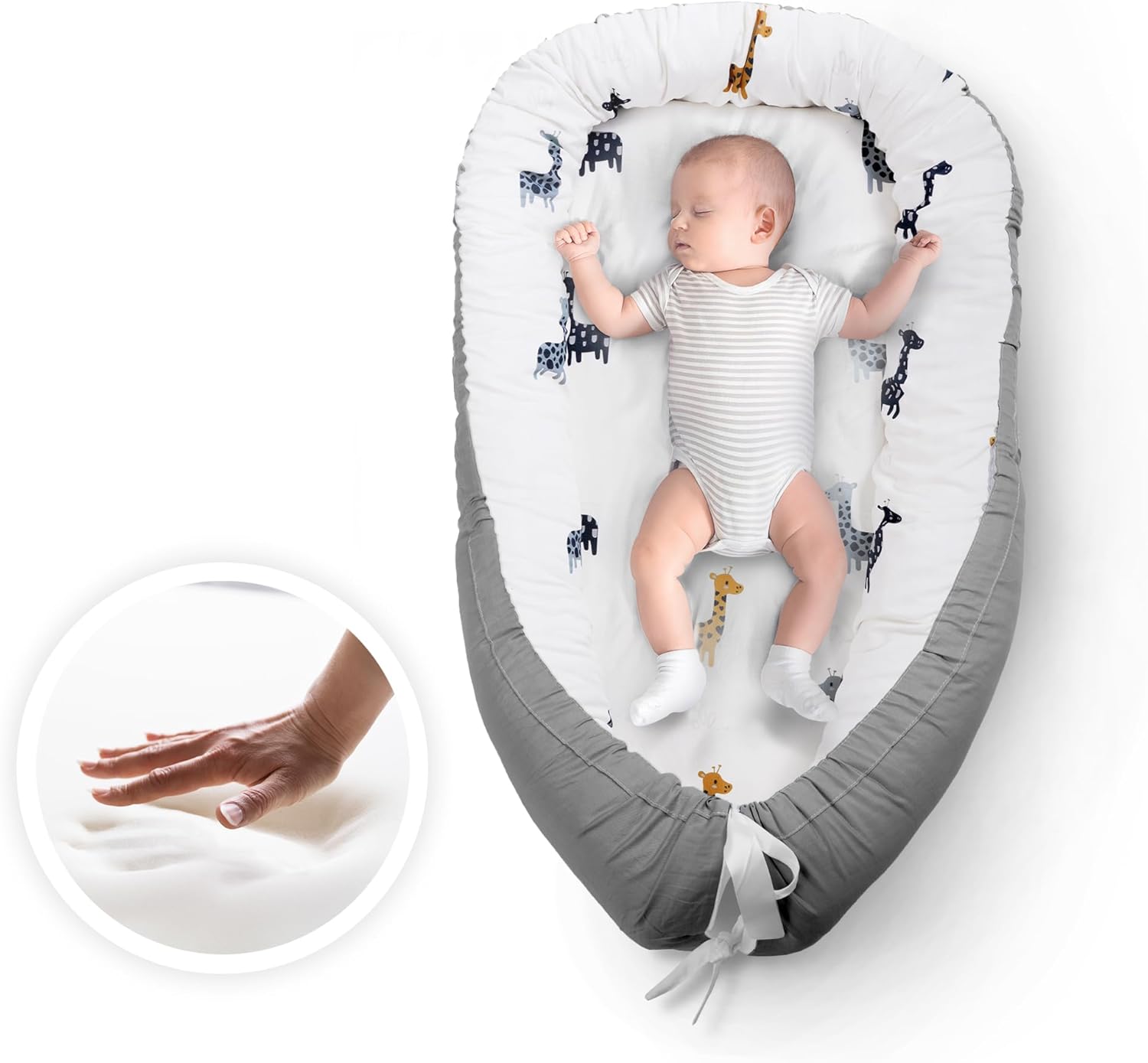 kidoola Newborn Baby Nest Lounger with Memory Foam Base, 100 Cotton