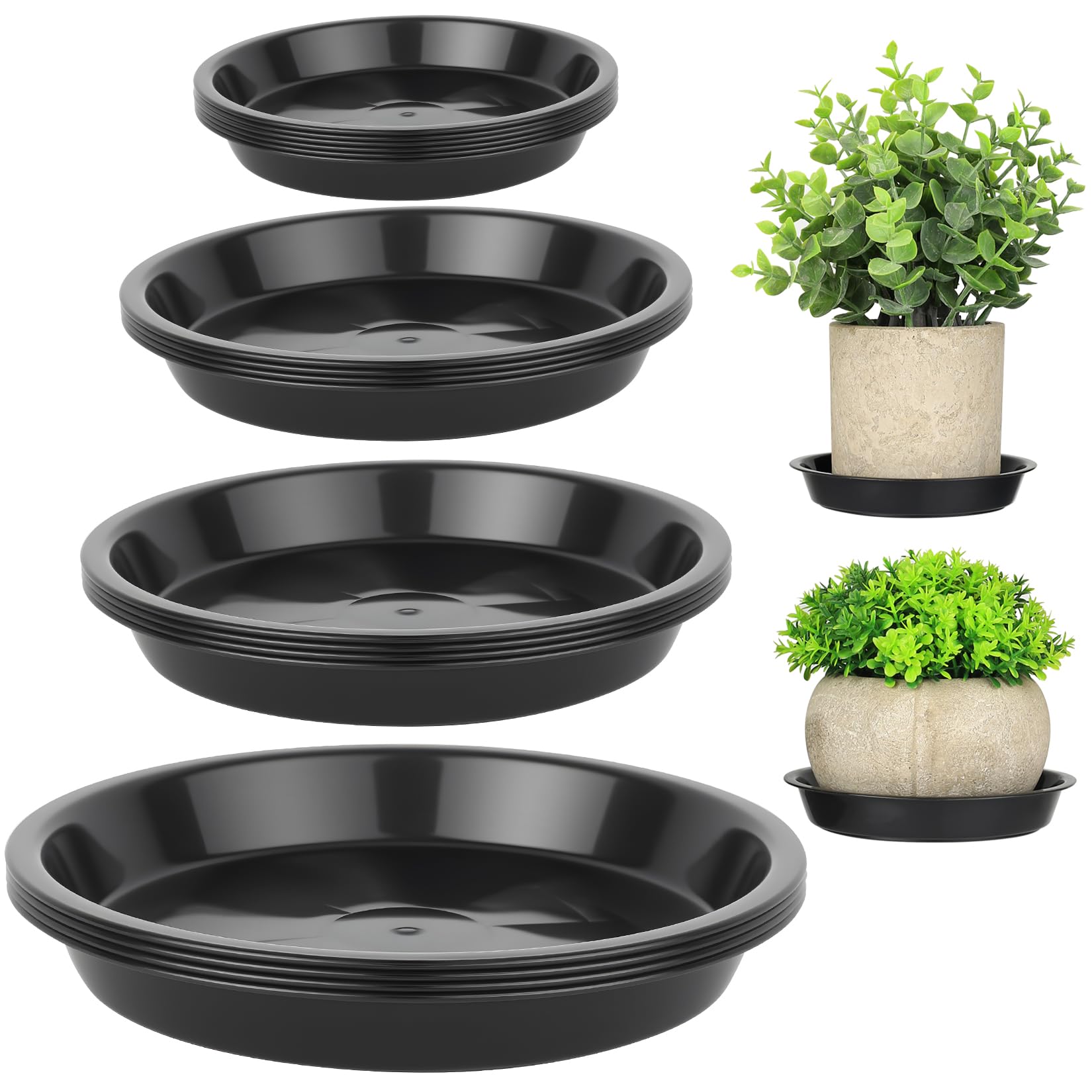 18 Pcs Black Plant Pot Saucers,Waterproof Flower Plant Trays For Pots — image 1
