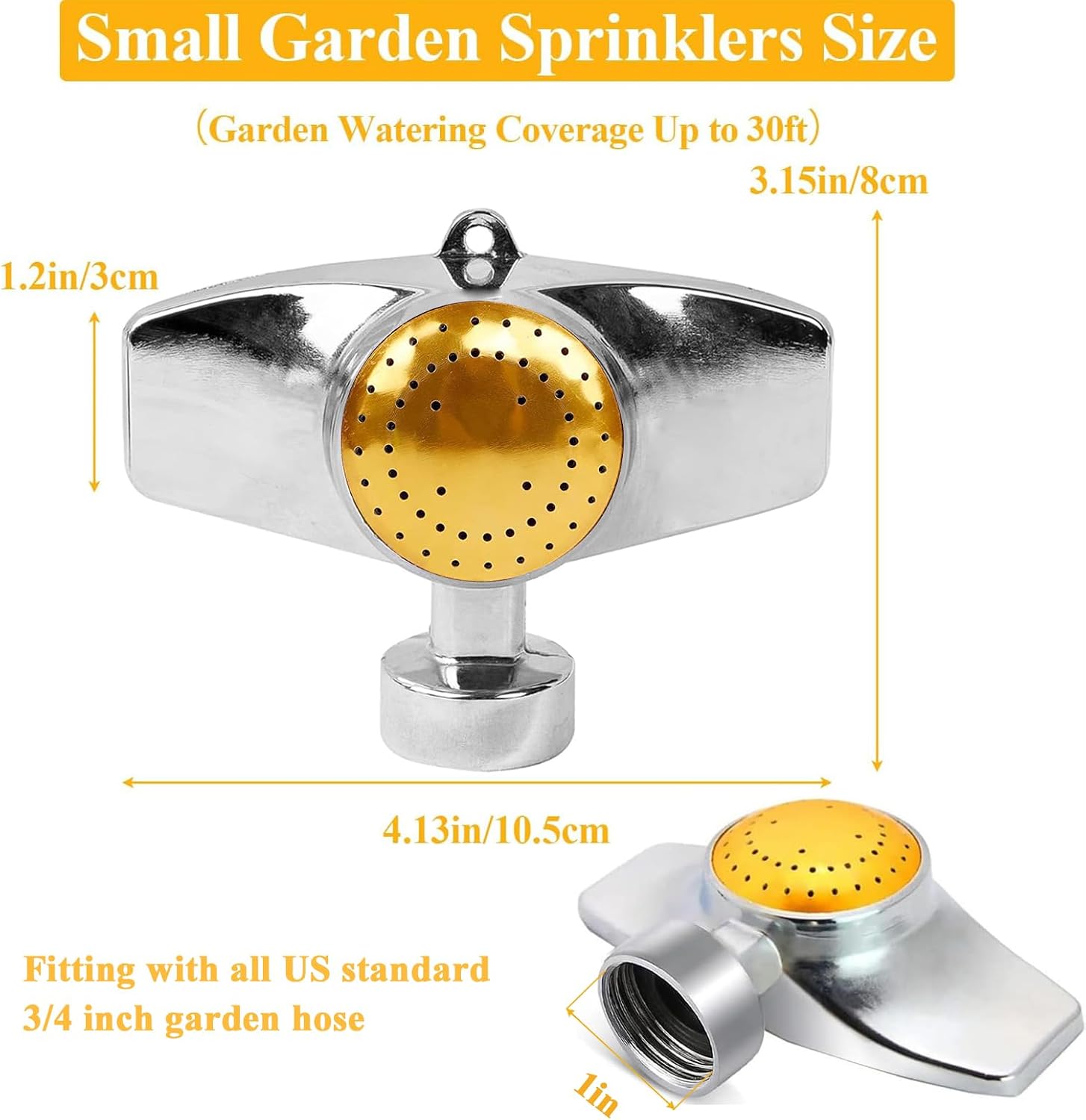 360 Degree Metal Spot Sprinkler,Small Sprinkler Garden for Small Areas Lawn Sprinklers for Yard Circle Pattern with Gentle Water Flow Garden Watering (1, Yellow)