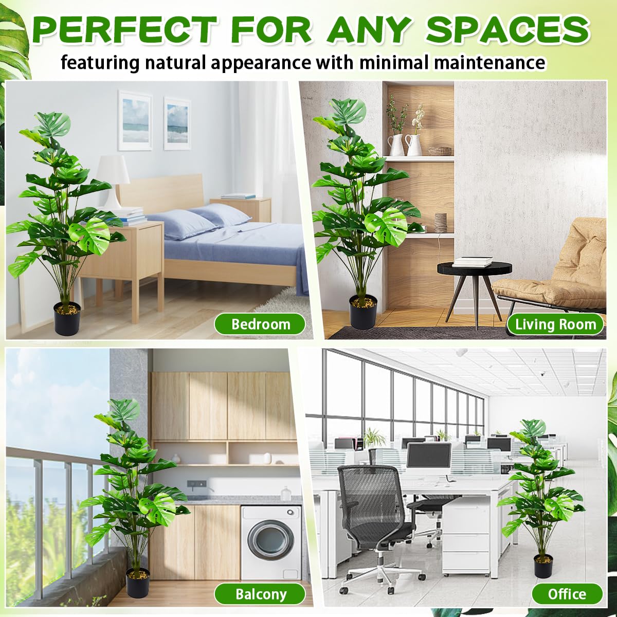 Monstera Tropic Palma Artificiali,Piante Finte da Interno 71cm,Tropicale Palma Finta con Vaso,Albero di Monstera Falso in Vaso per Casa, Ufficio, Giardino, Soggiorno