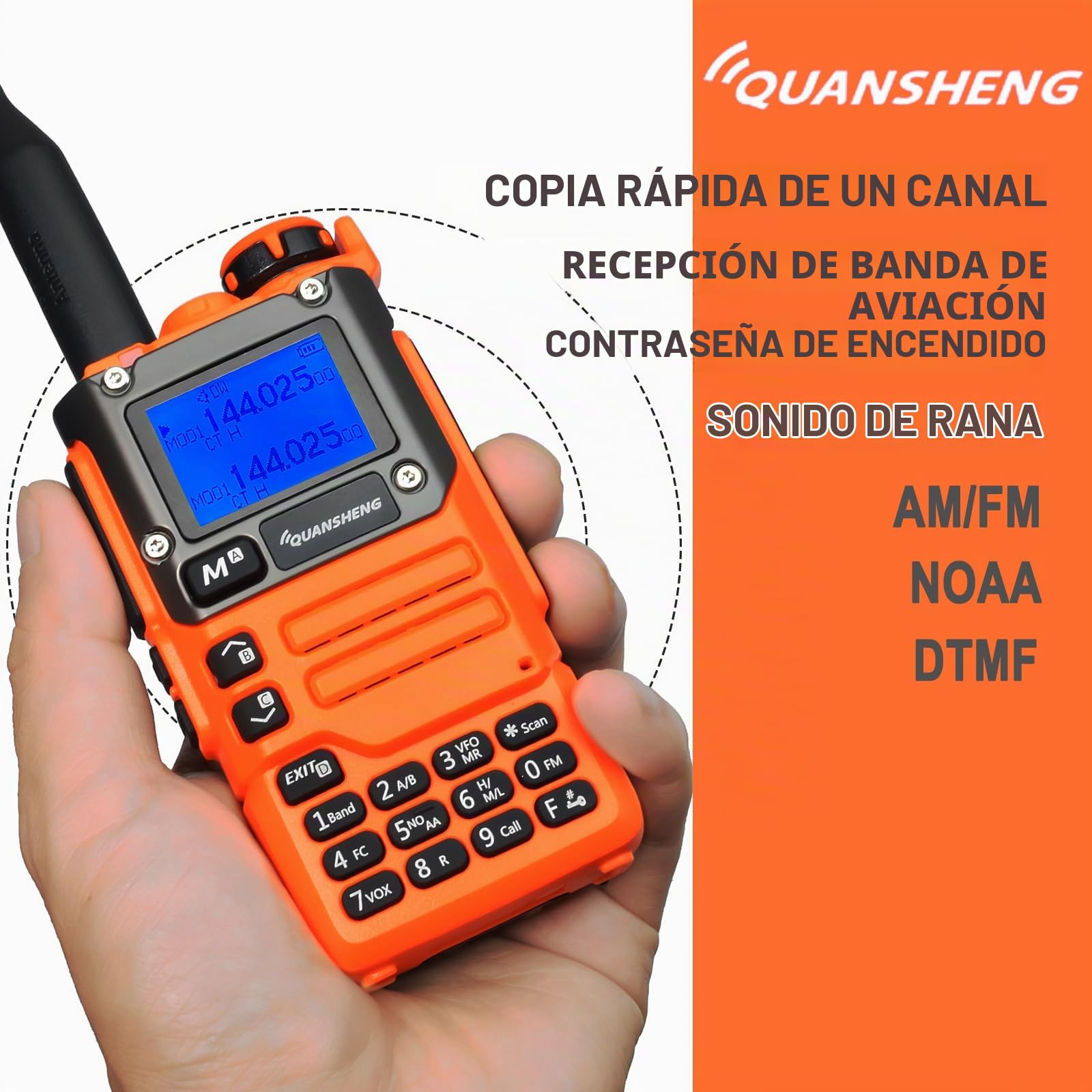 HYS Quansheng UV-K5(8) 5W Doble Banda Walkie Talkie, UV-K6(Naranja) Radio con Baterías Recargables, VHF UHF Radio de Dos vías (Auricular Ligero con tapón para los oídos)