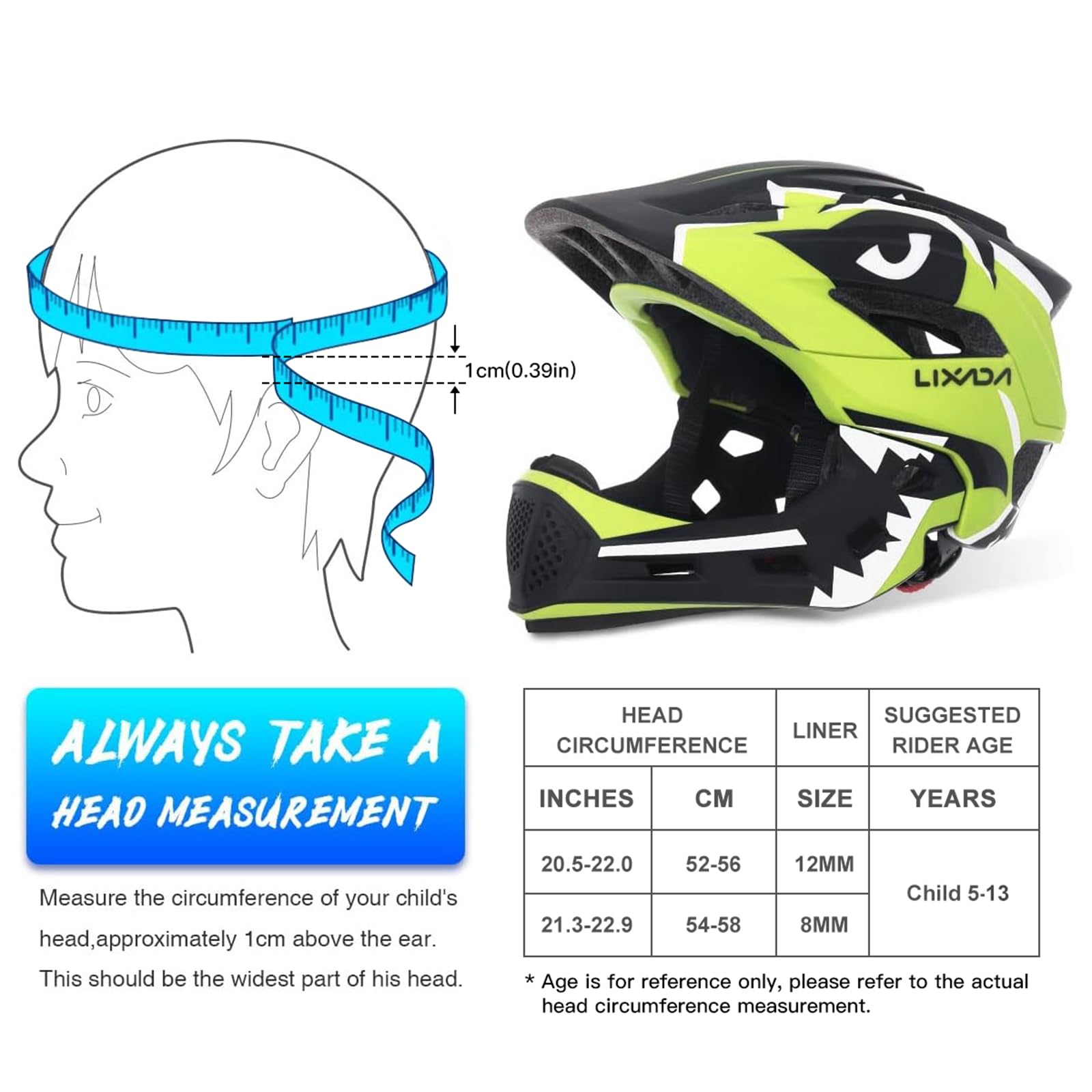 Lixada Casco Integrale per Bambini con Mento Staccabile MTB BMX Skateboard Scooter