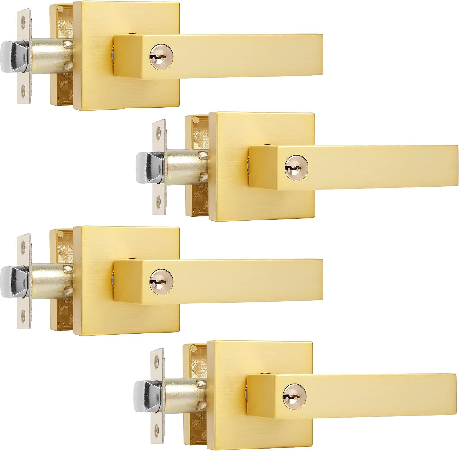 4 Pack Entry/Entrance Door Handles Door Knobs with Locks and Same Keys