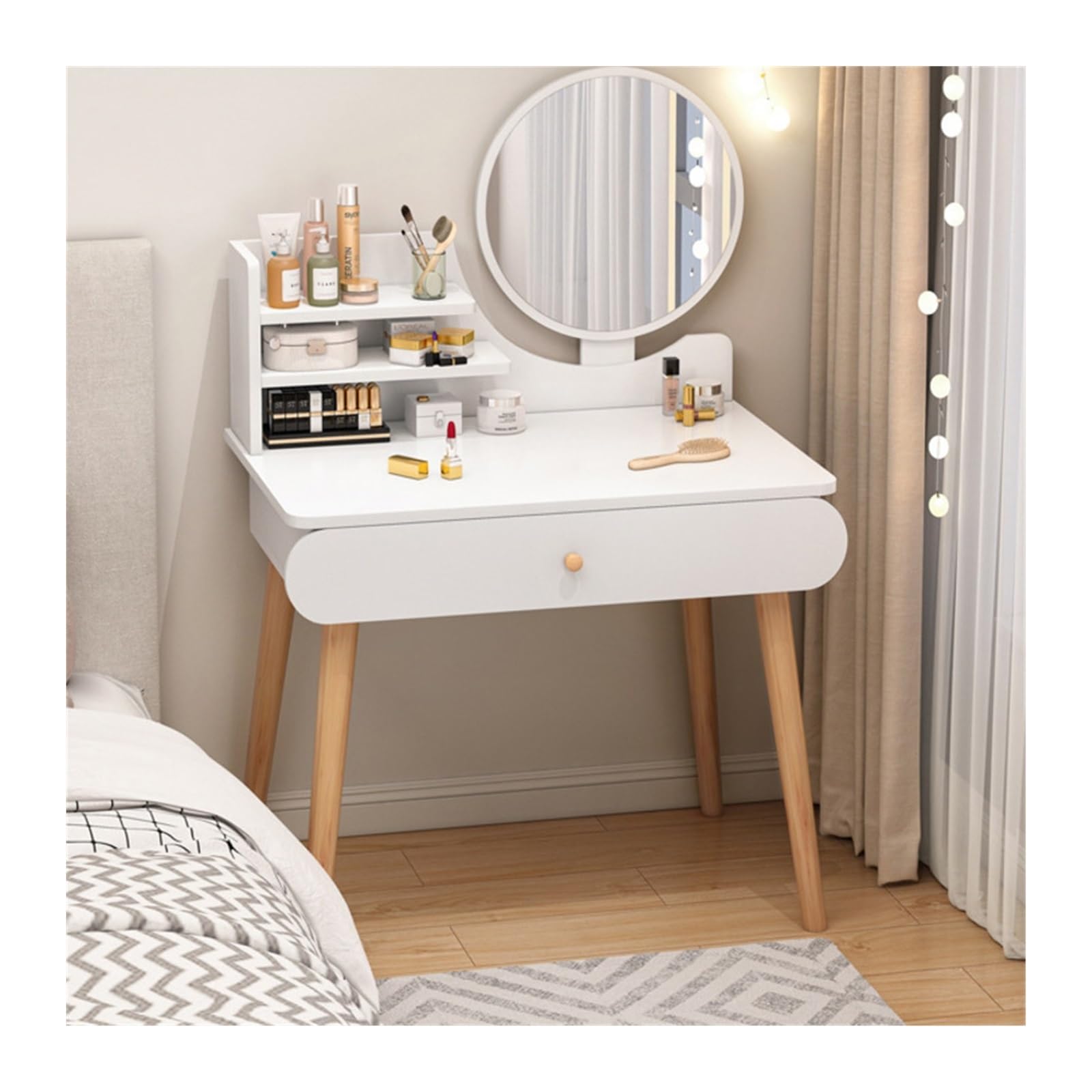 CGCSYZ Vanity Desk Modern Dressing Table Bedroom Jewelry Cabinet Dressing Table with Drawer Bedroom Furniture Small White Makeup Table Makeup Dressing Table (White L100cm*D40cm*H120cm)