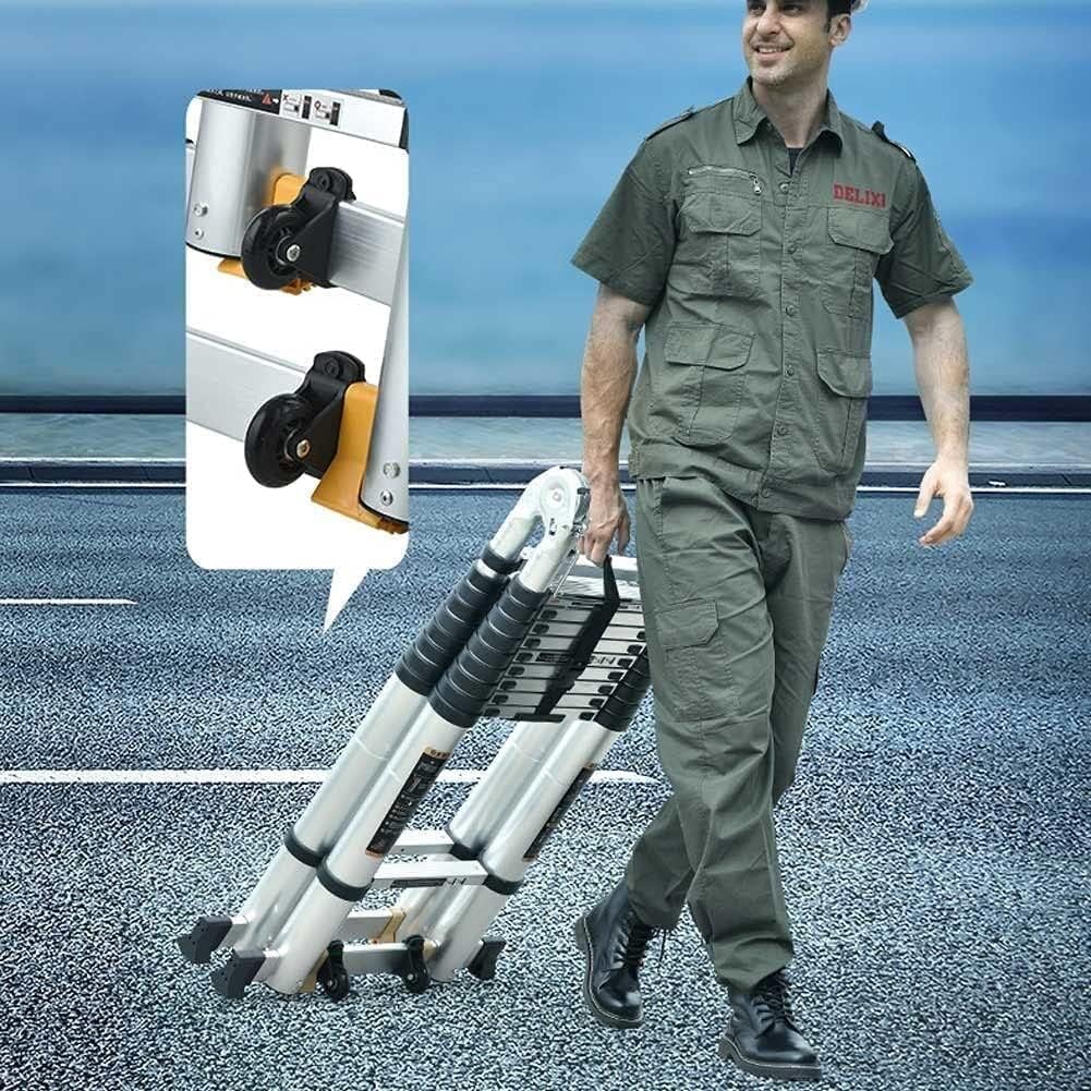 Telescoping Ladder,Lighweight Portable Aluminum Ladder Roof Office Home Household Daily Loft Multi-Purpose Telescopic Ladder Stepladder
