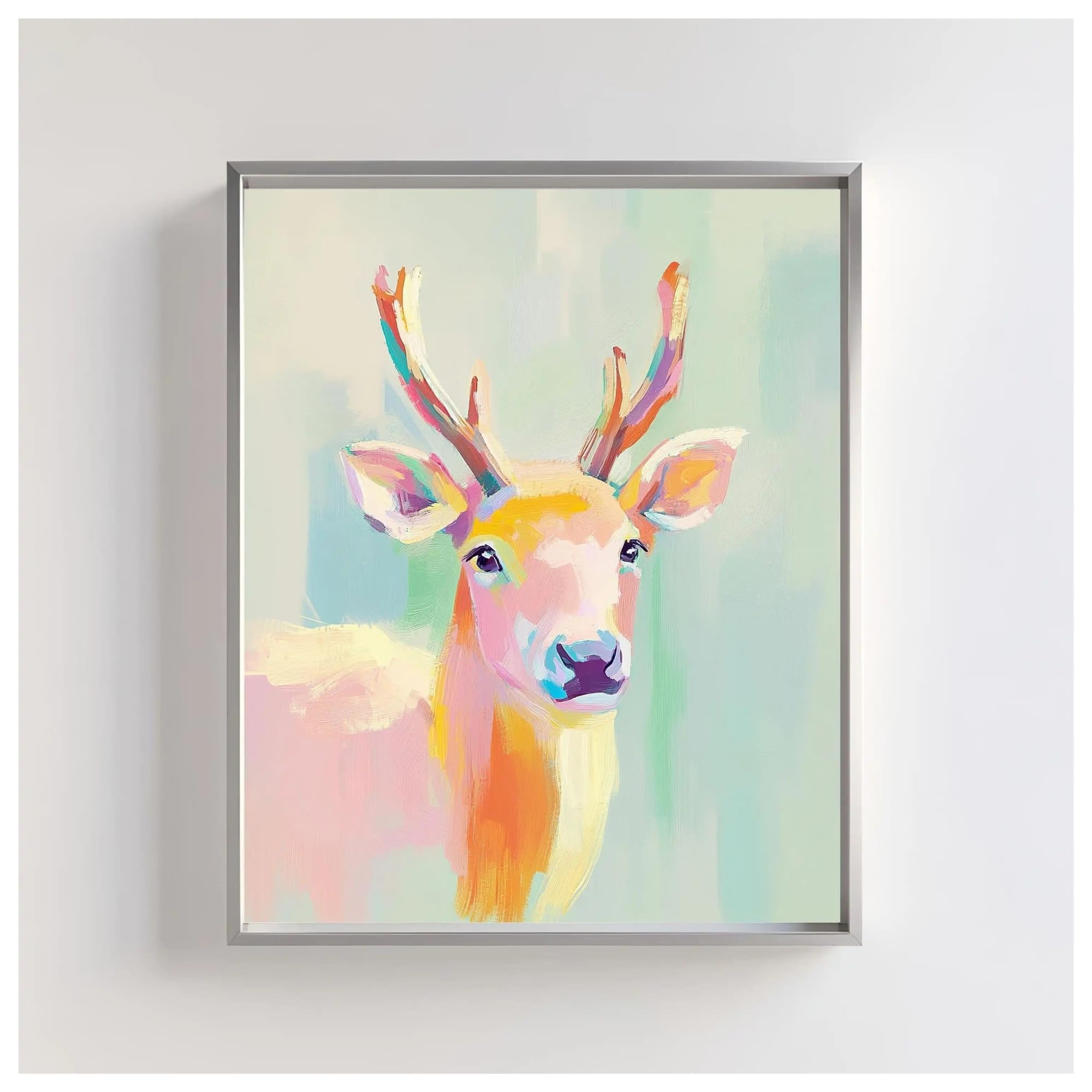 Wall Art Canvas Prints Colorful Pastel Fantasy Animal Poster Minimalist Unicorn Butterfly Swan Dog Canvas Painting Wall Art For Nursery Room Home Decor(D,40X50cm)
