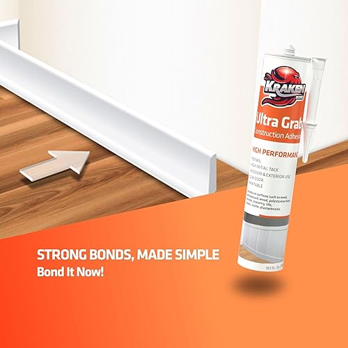Miniatura 5 de Kraken Bond Adhesivo de construcción blanco resistente (2 x 10.1 onzas líquidas) Adhesivo para azulejos de curado rápido para proyectos