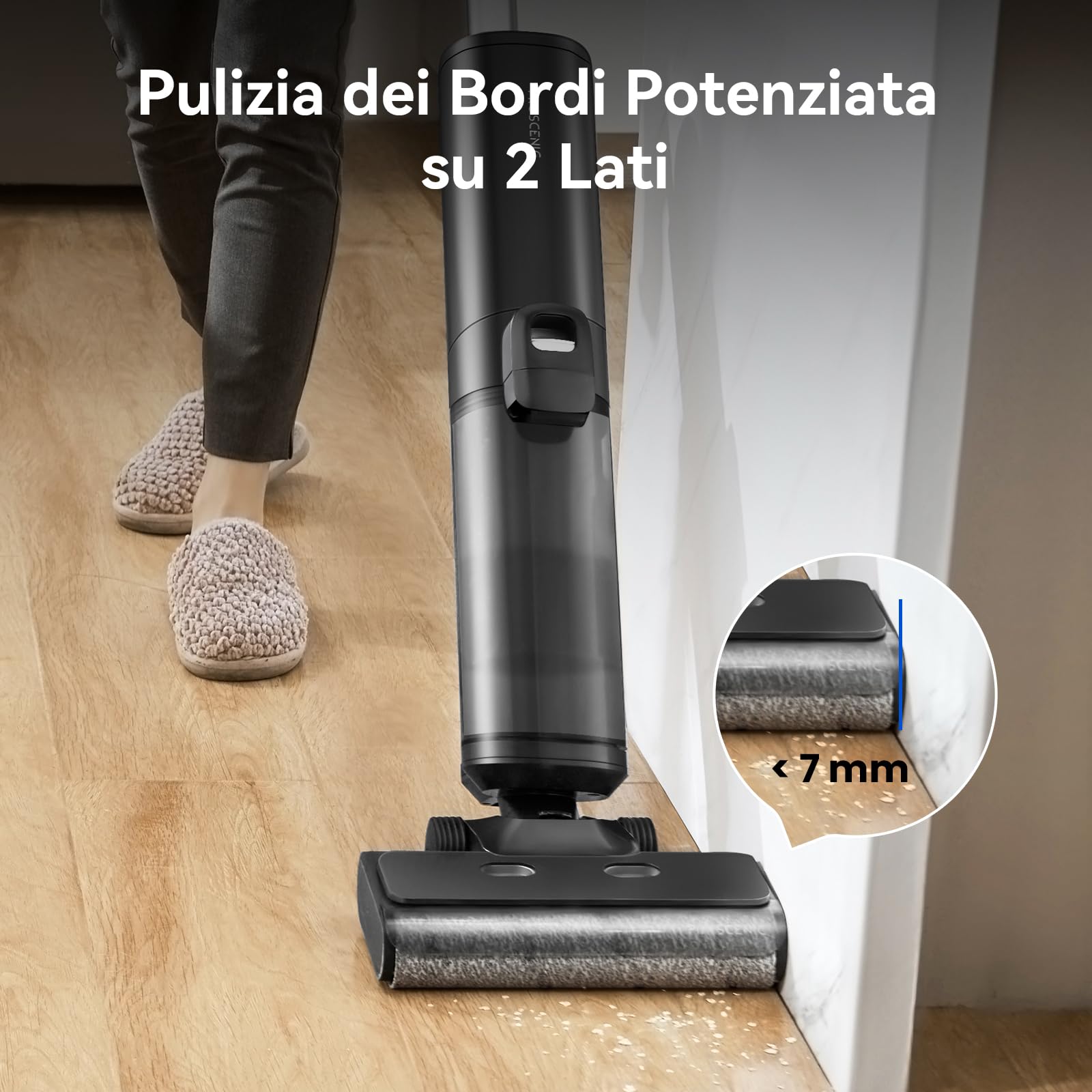 Proscenic F20A Aspirapolvere senza fili, aspirapolvere per solidi e liquidi, serbatoio da 2 litri, autopulente, leggero, display a LED, per la pulizia di sporco appiccicoso, pavimenti duri