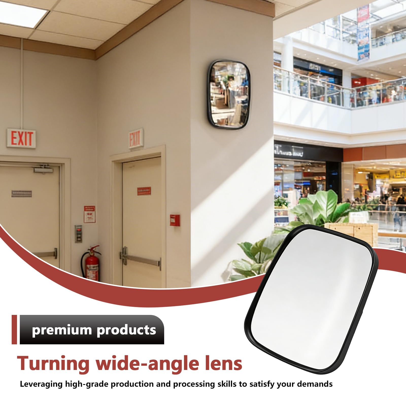 Miroir de circulation convexe - 20 x 24 cm - Miroir de sécurité pour allées - Miroir de surveillance - Sécurité routière - Grand angle réglable - Pour garage, entrée, parc, magasins, intérieur et
