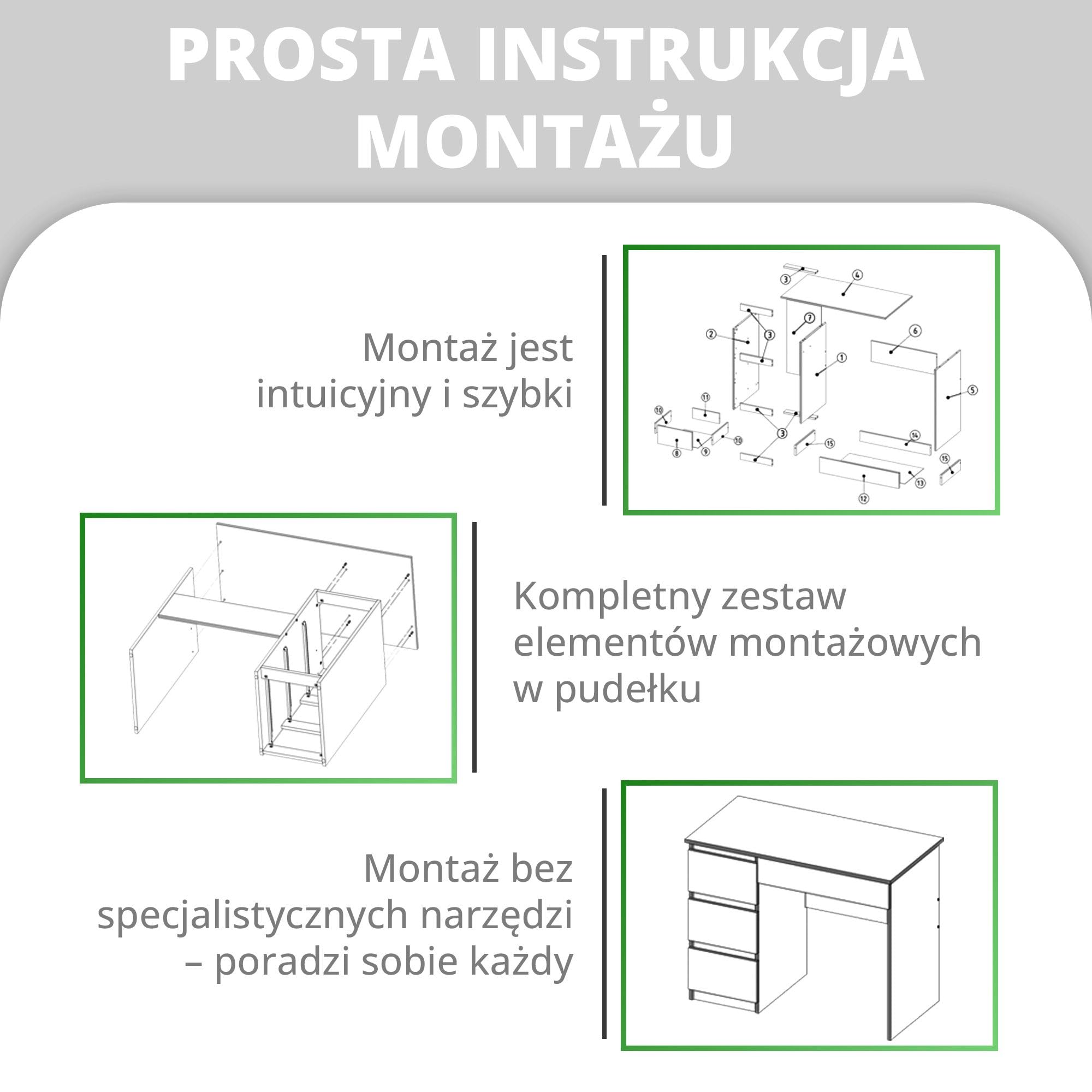 CDF Biurko z 4 Szufladami Małe Komputerowe Dziecięce Nowoczesny Stół Biurowy do Home Office Gabinetu Biura Nauki - dla Dzieci Studentów Dorosłych Mebel Kompaktowy do Organizacji – Glina Szary