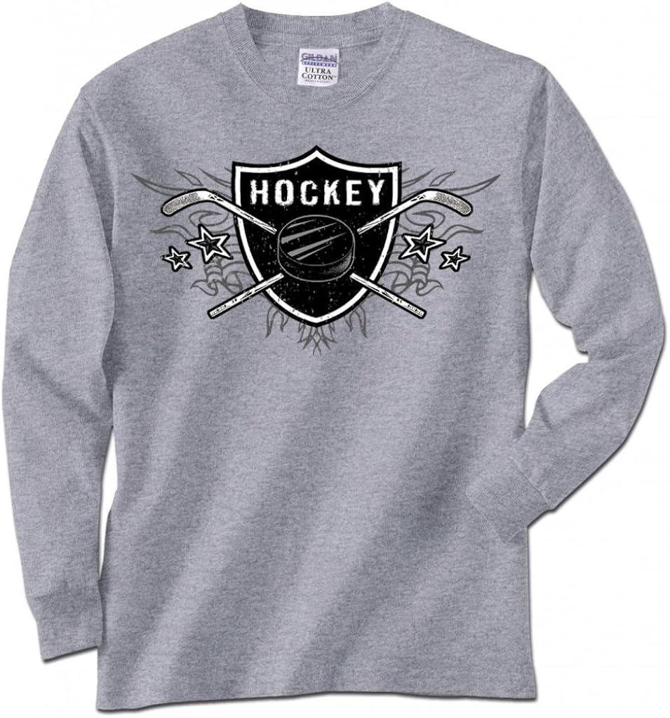 Pure Sport Hockey Shield Long Sleeve Tee T-Shirt-Youth-Medium- : Clothing, Shoes & Jewelry