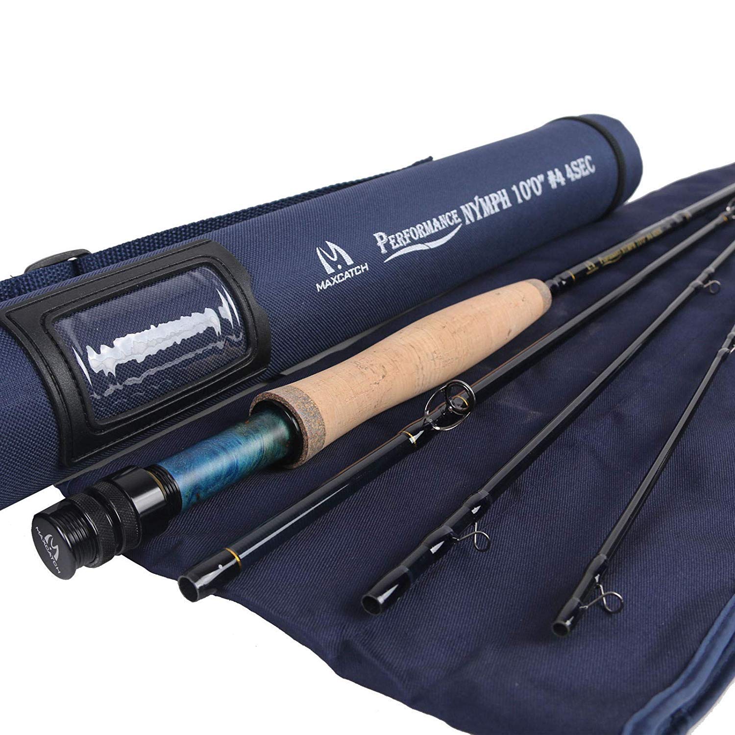 Performance Nymph Fliegenrute IM 10 Kohlefaser, AAA+ Kork Handgriff mit Cordura Rutenrohr 4 Teile Fliegenfischen Rute in 2/3/4wt 10/11ft