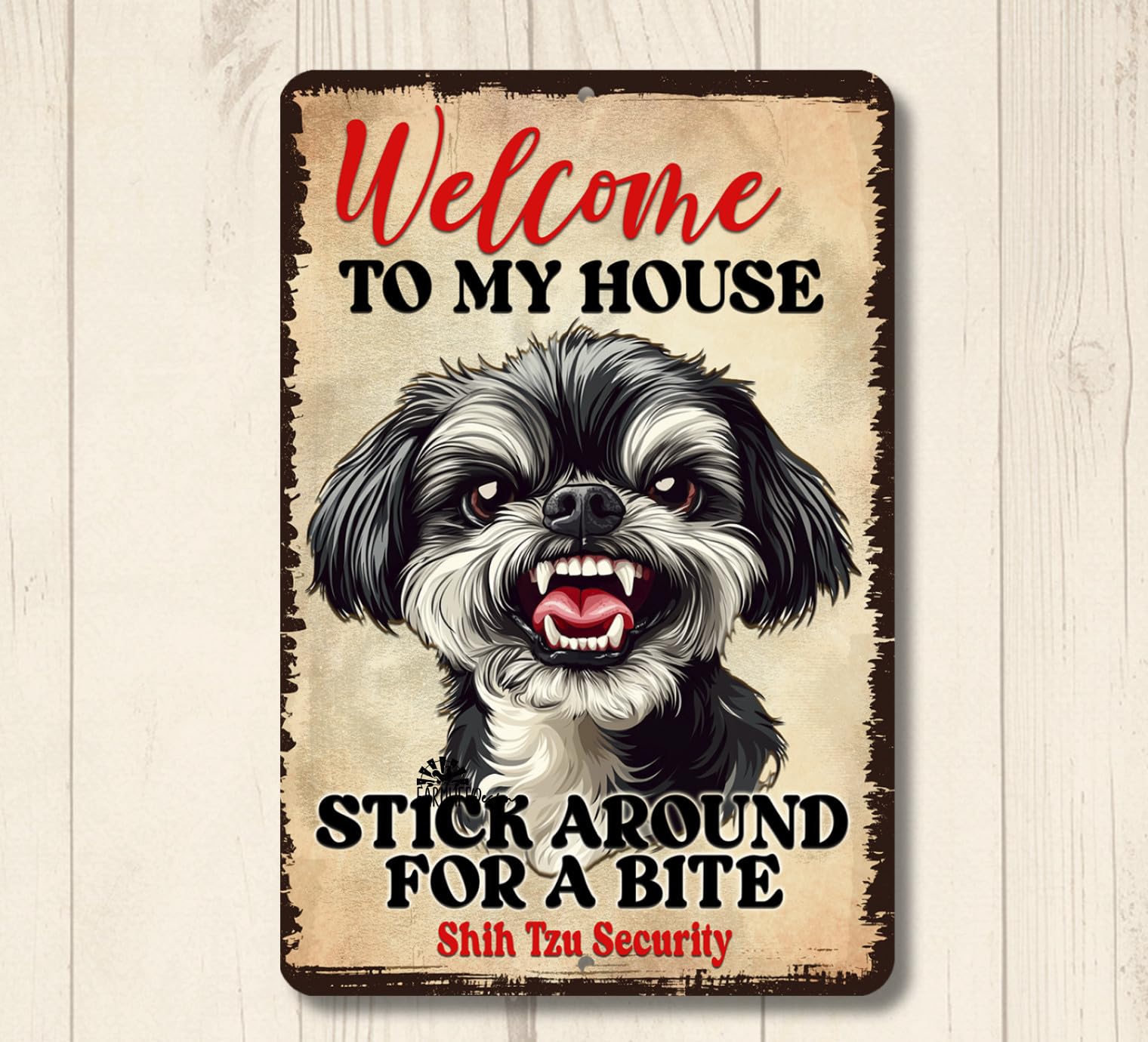 Shih Tzu Welcome to My Yard House Sign funny shitsu dog metal warning security home decor