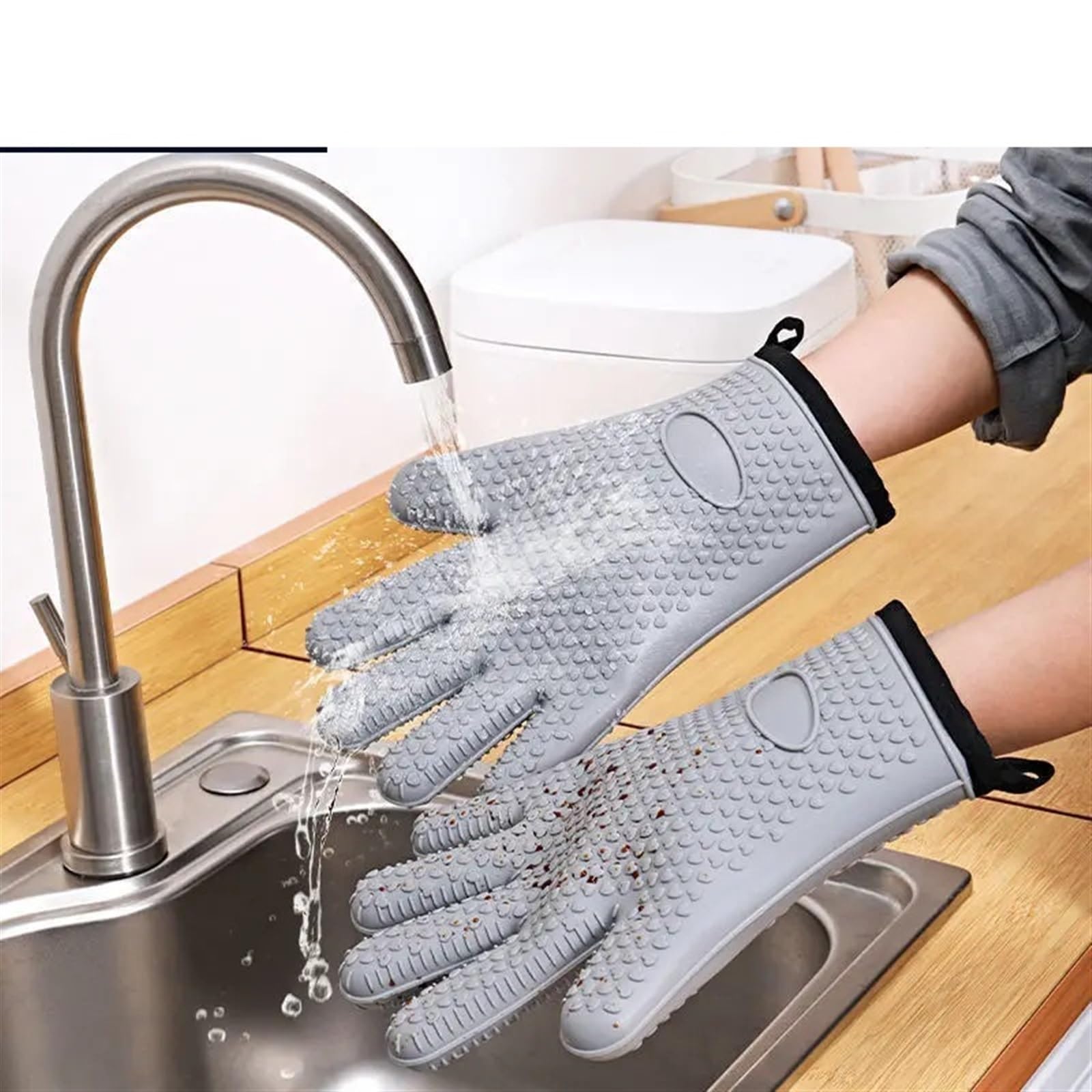Gants de Cuisine en Silicone pour Four et Micro-Ondes, Anti-brûlures et antidérapants, compatibles avec Les casseroles et barbecues.