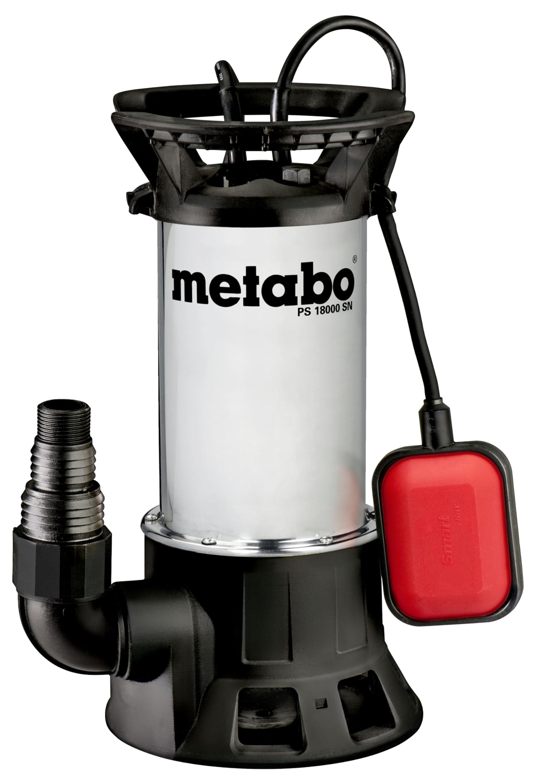 metabo Schmutzwasser-Tauchpumpe PS 18000 SN – 1100 W, 19 000 l/h Förderleistung, 11 m Förderhöhe – Edelstahlgehäuse, automatischer Schwimmerschalter, Überlastschutz – 10 m Netzkabel