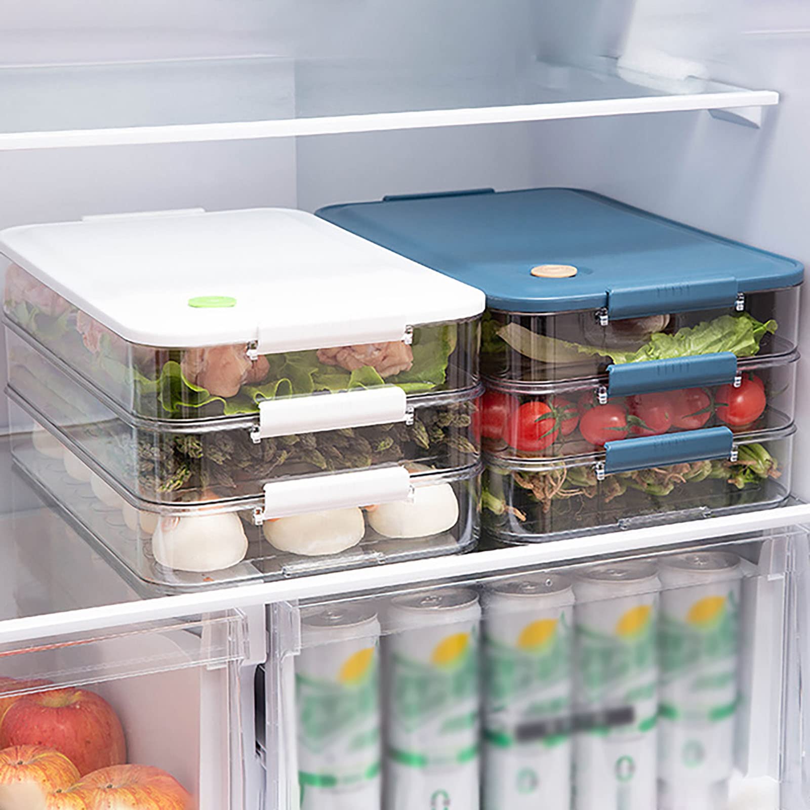 4 pièces de réfrigérateur Boîte de conservation fraîche, réfrigérateur de cuisine frais et anti-odeurs Boîte de rangement pour congélateur Réfrigérateur transparent de qualité alimentaire Boîte de r
