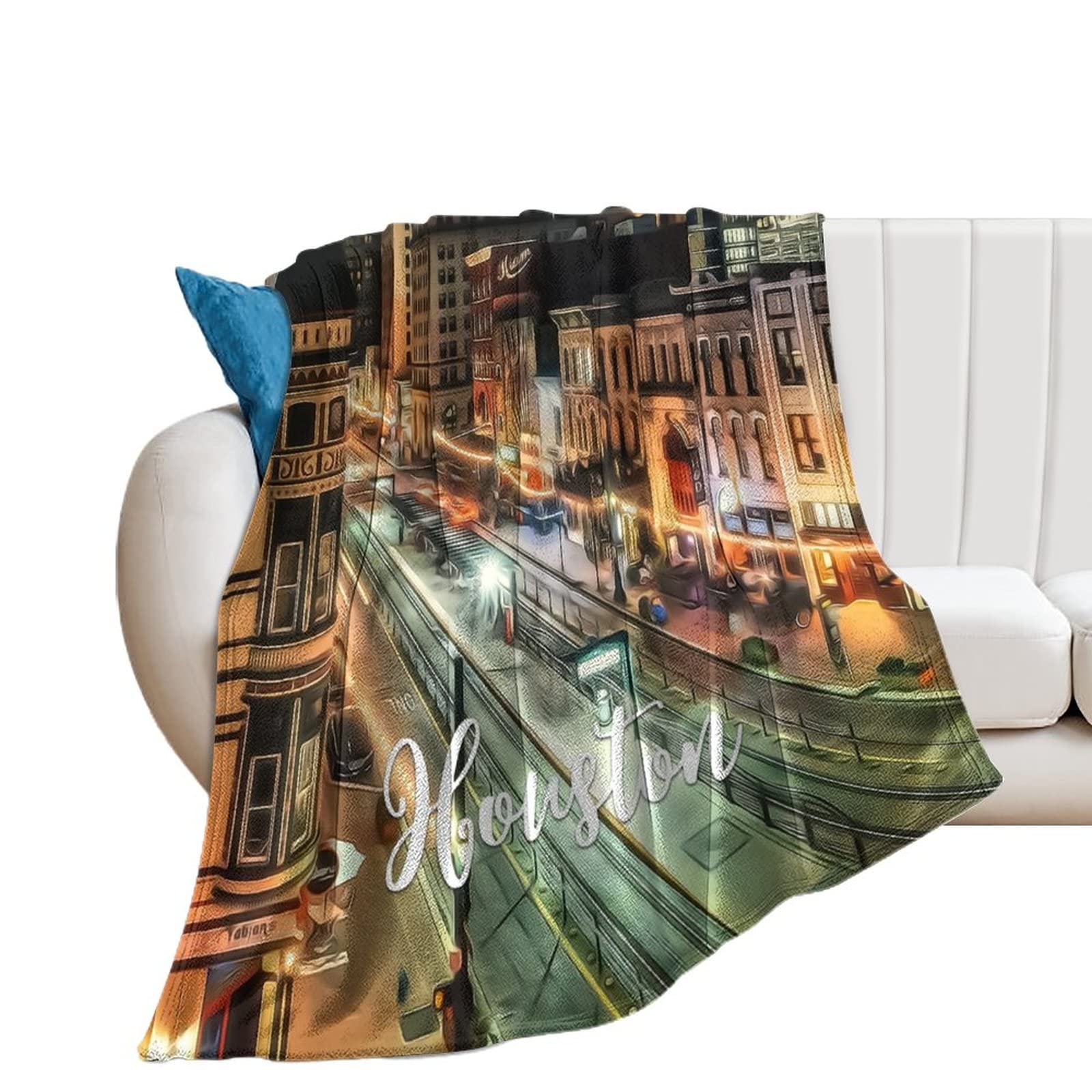 Couverture Houston flanelle anti-courants d'air, grand plaid lit et camping
