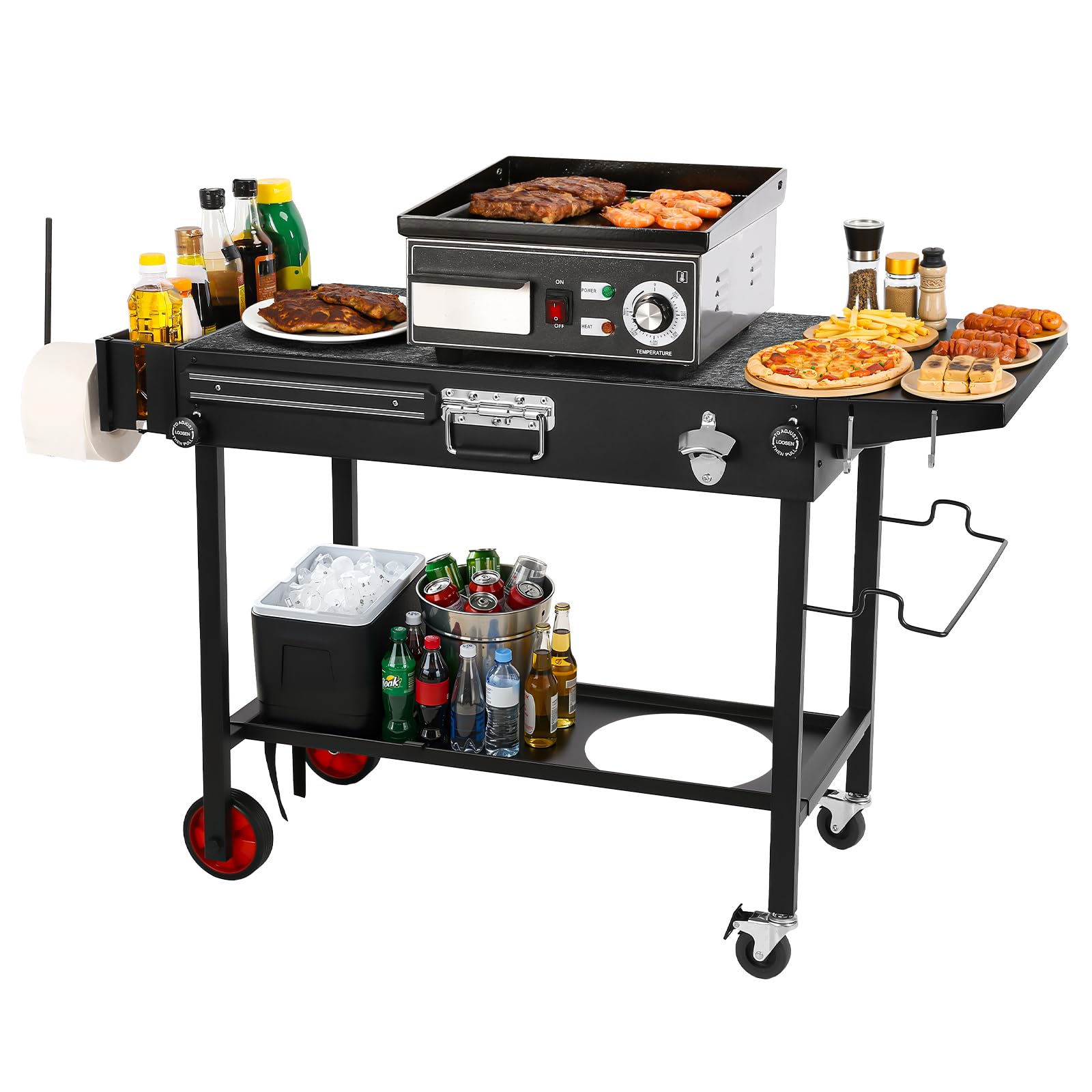 Tavolo da barbecue per piastra Blackstone, carrello pieghevole portatile
