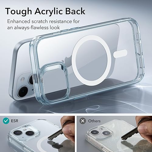 Vista 696 de ESR Funda para iPhone 15 Pro Max, compatible con MagSafe, de grado militar, negro transparente