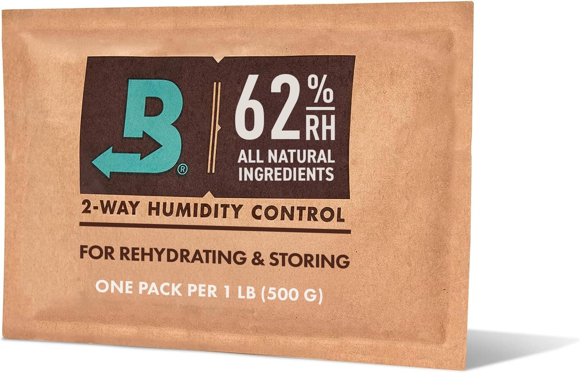 62% Two-Way Humidity Control Pack for Storing 1 lb – Moisture Absorber for Storage Containers – Humidifier Pack – Individually Wrapped Hydration Packet - 1-pack