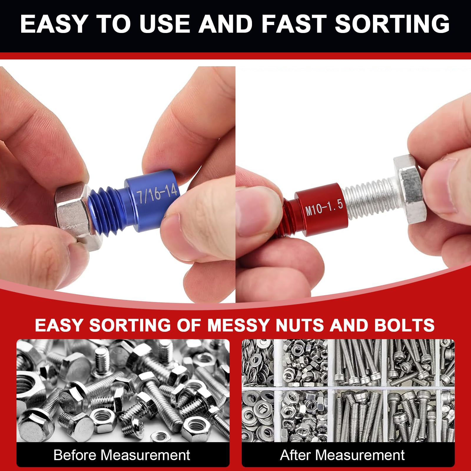 Snapklik.com : 44 Pcs Inch And Metric Thread Checker - Nut And Bolt ...