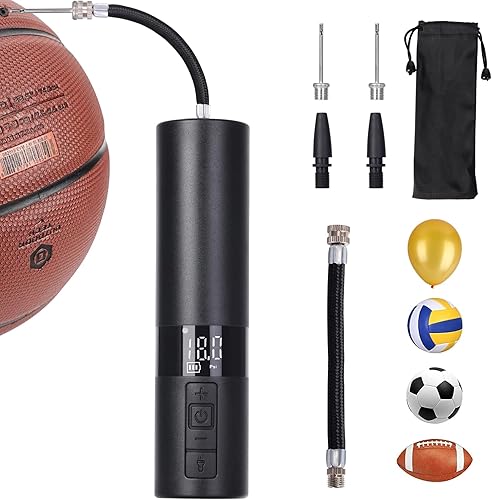 GHWMYD Bomba de bola de aire eléctrica, bomba de bola para pelotas deportivas, bomba de aire de baloncesto con pantalla LCD, bombas de aire para