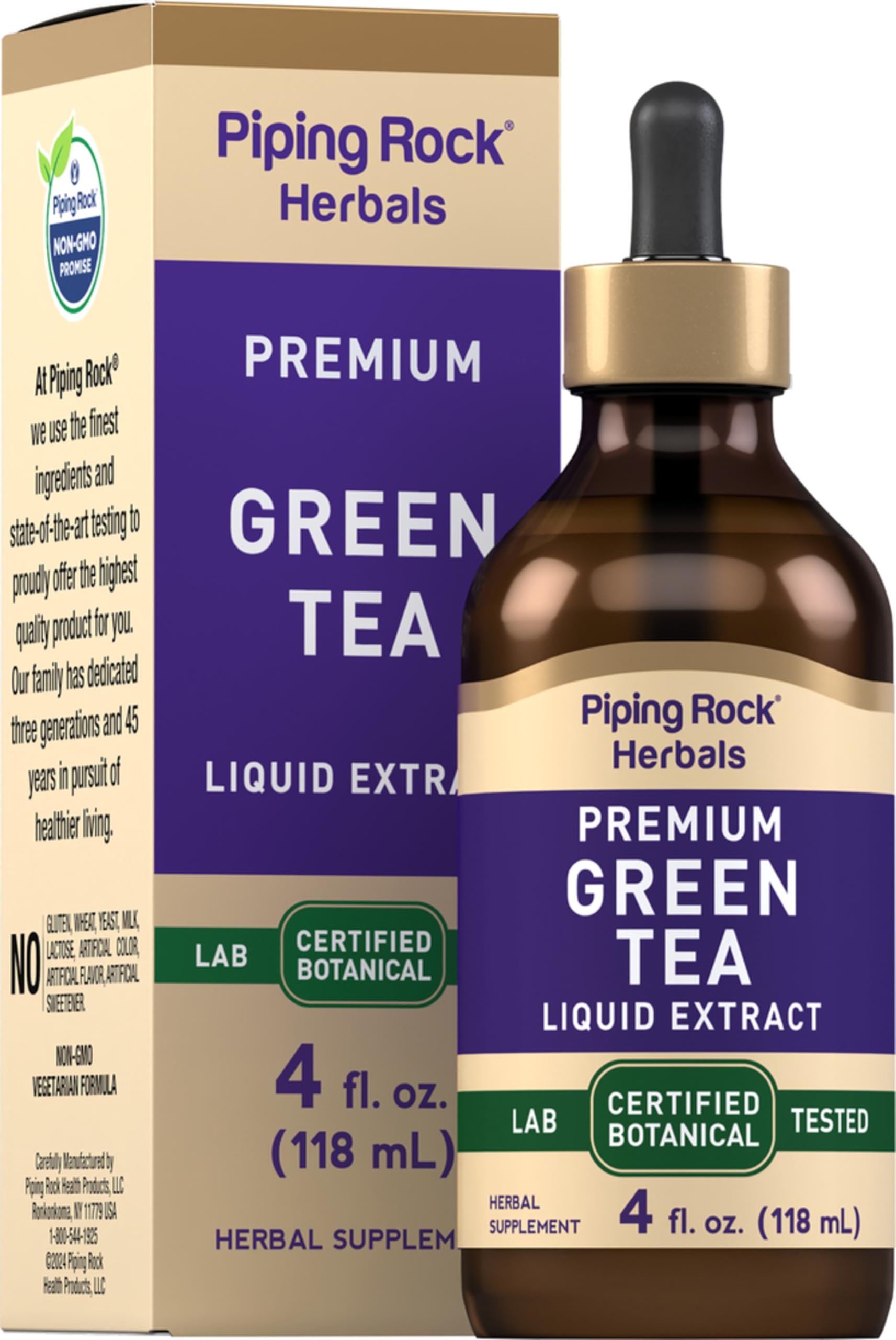 Piping Rock Green Tea Extract Liquid | 4 Fl Oz | Premium Herbal Supplement