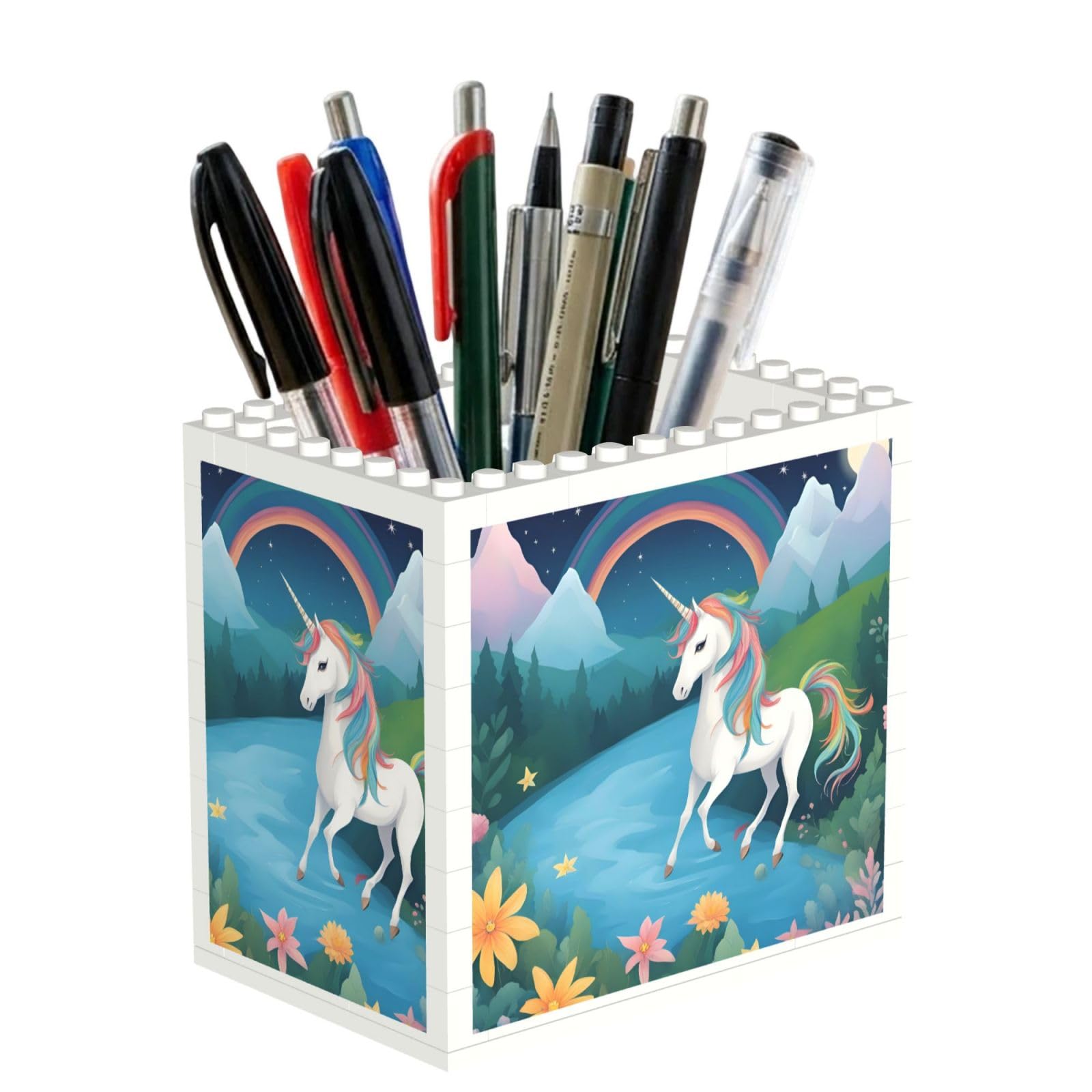 SXZVVBN running unicorns Building Block Desk Tidy ABS Organiser