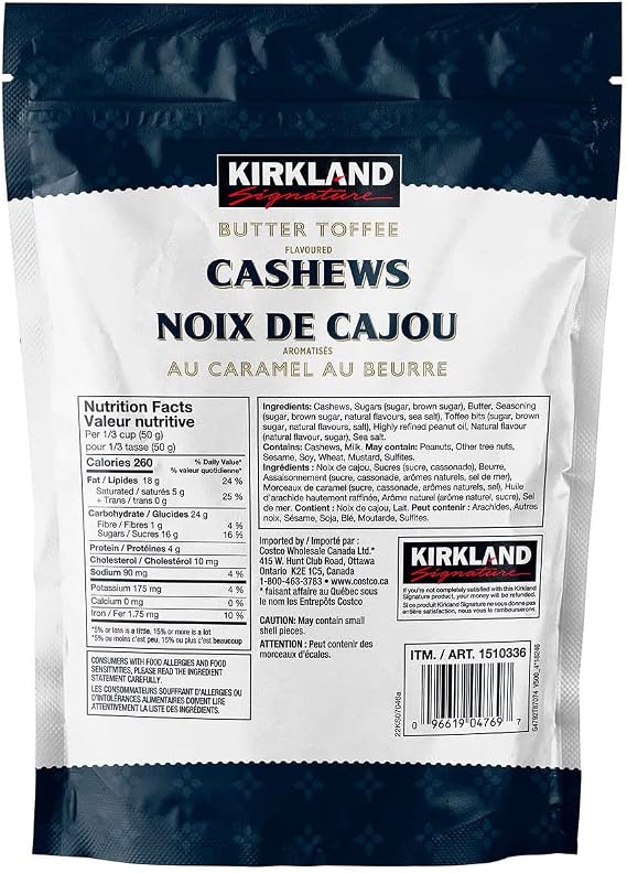 Butter toffee flavored cashews