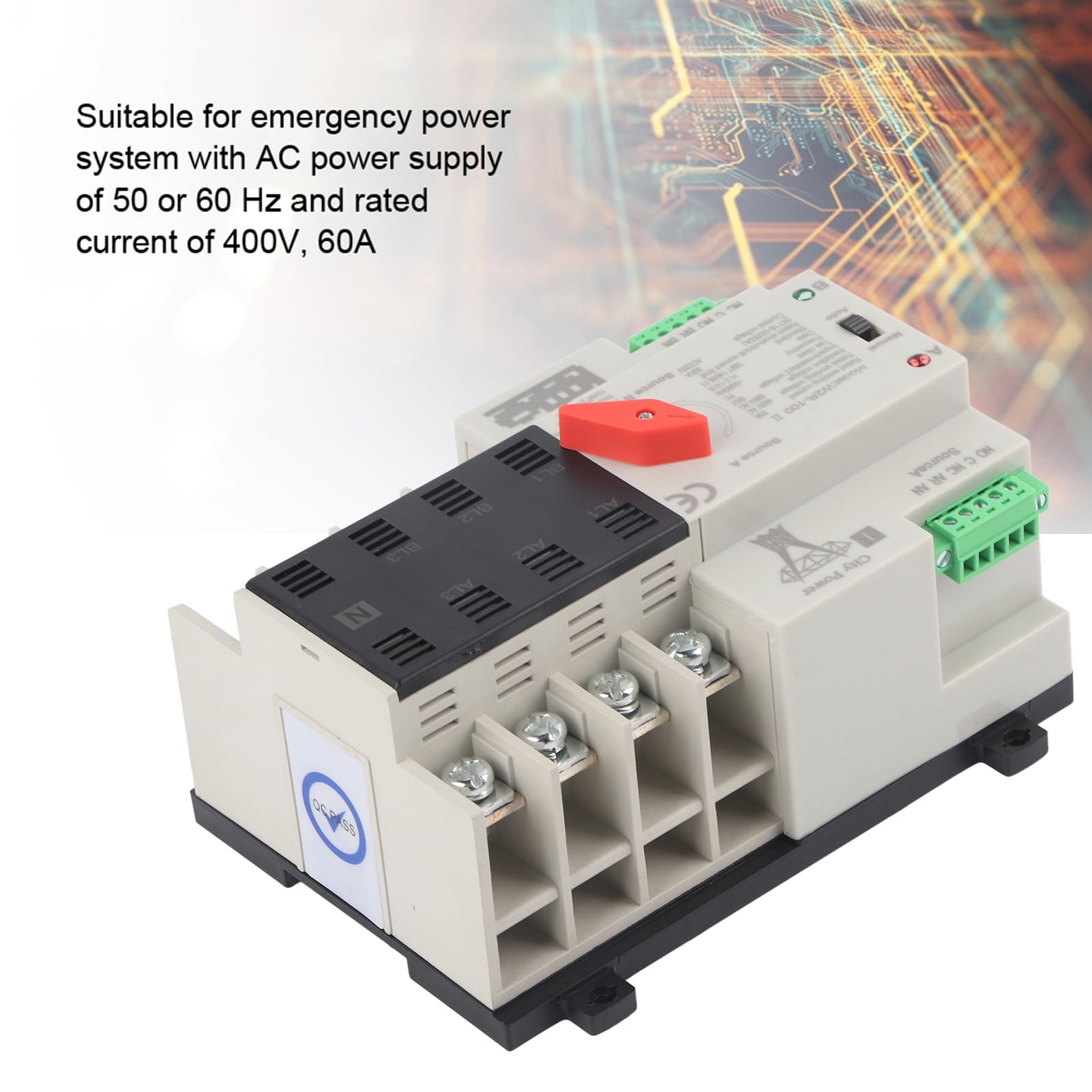 Interruptor de Transferencia Automática, W2R‑100 Fuente de Alimentación Dual Generador de Interruptor de Transferencia Automática Herramientas de Interruptor de Cambio,